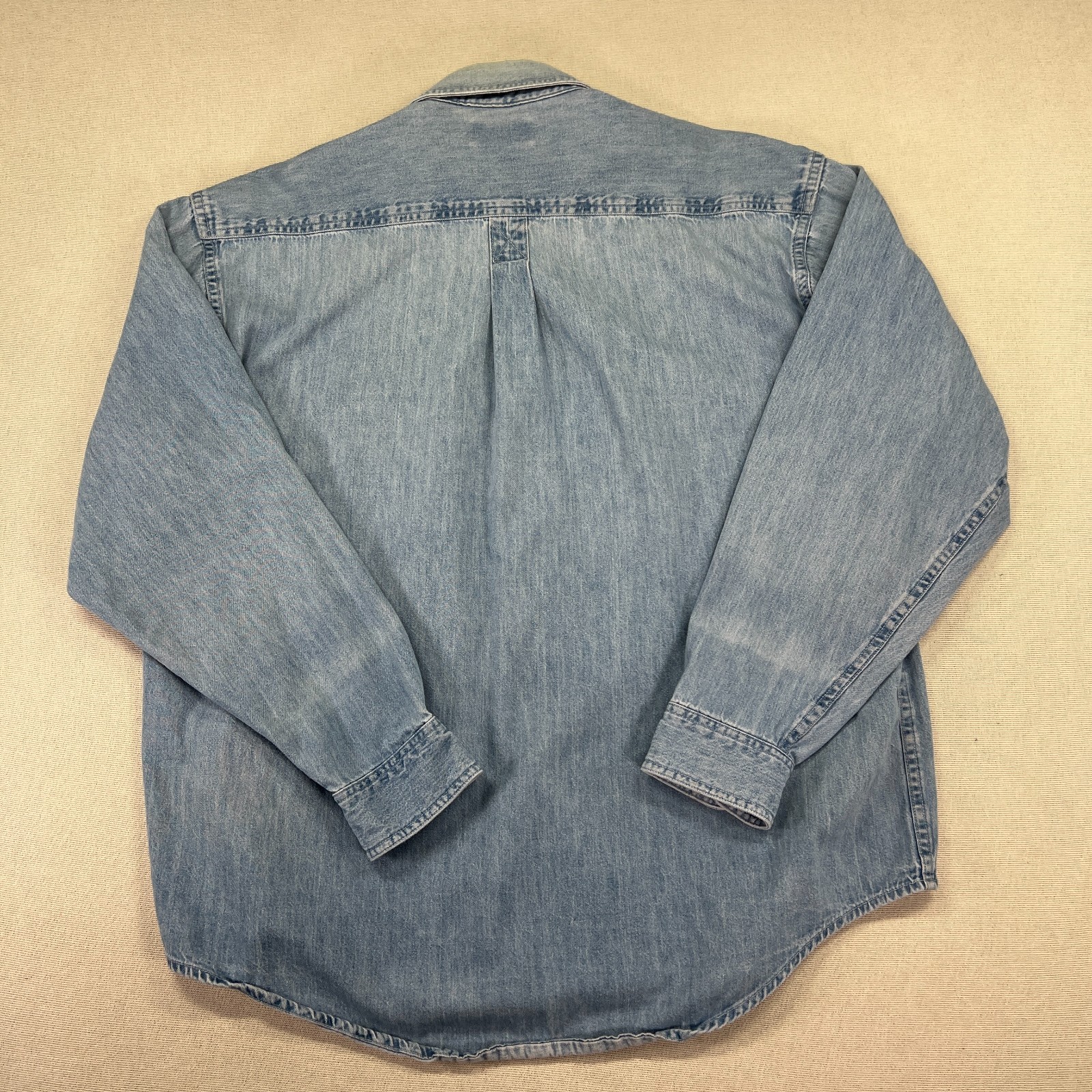 Vintage 80’s LL Bean Shirt Mens XL Faded Blue Denim Long Sleeve Made Canada