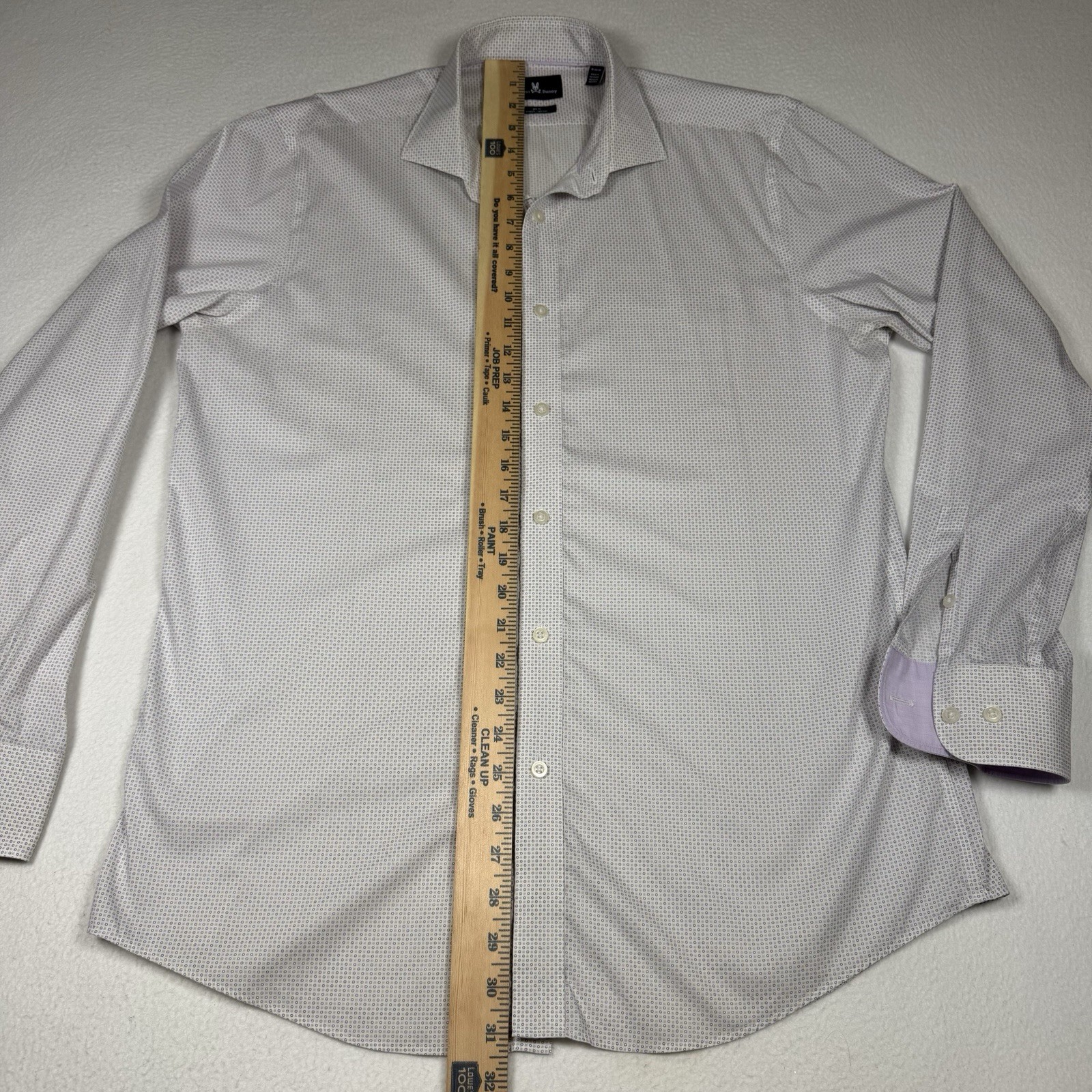 Psycho Bunny Mens Purple Flip Cuff Geometric Long Sleeve Button Shirt Slim Fit