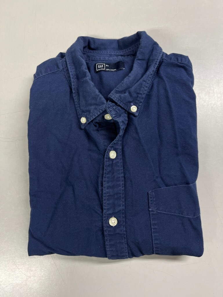 GAP Men’s Long Sleeve Collared Button Down Oxford Shirt – XL – French Blue
