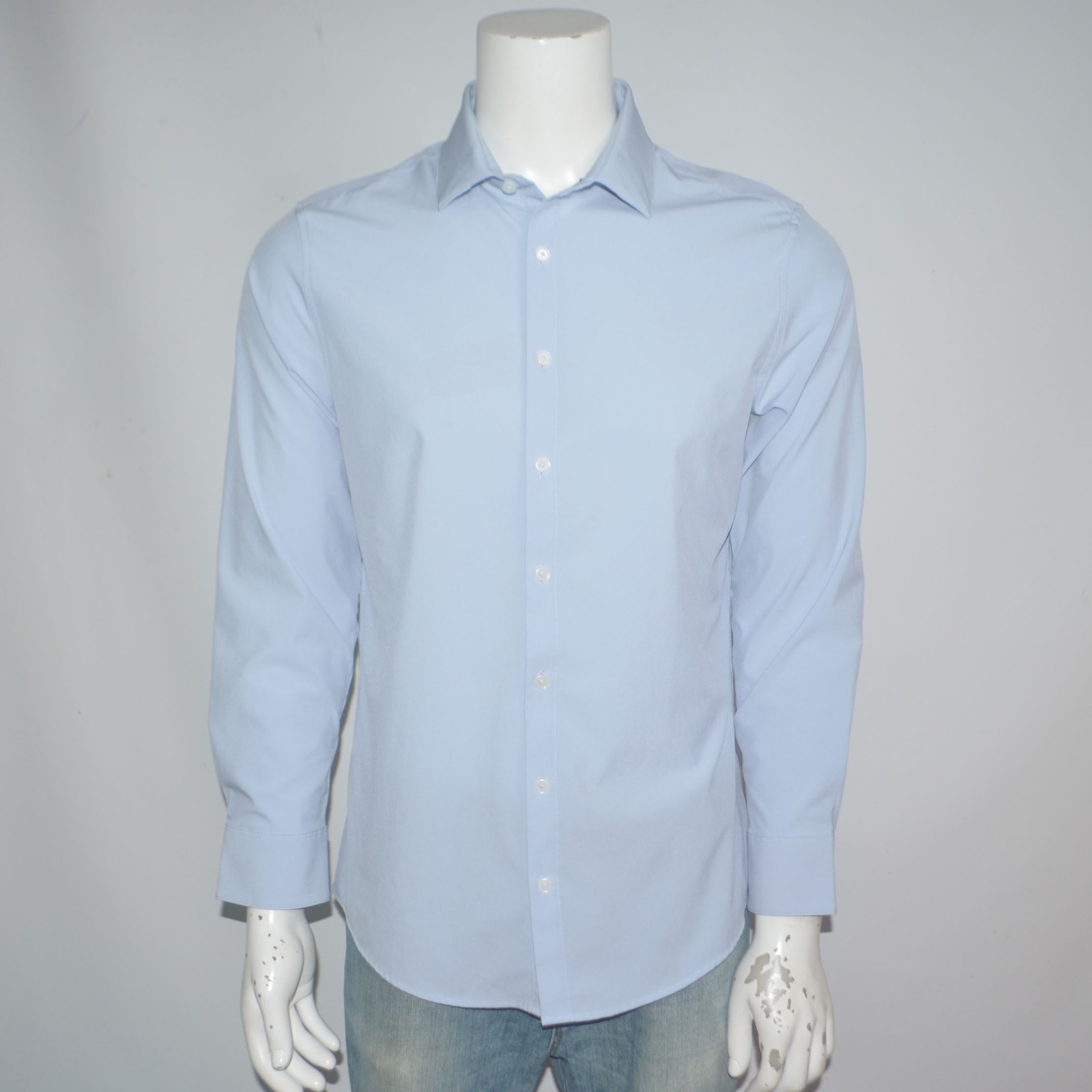 MIZZEN + MAIN Trim Fit Stretch Performance Leeward Blue Casual Golf Shirt Sz L