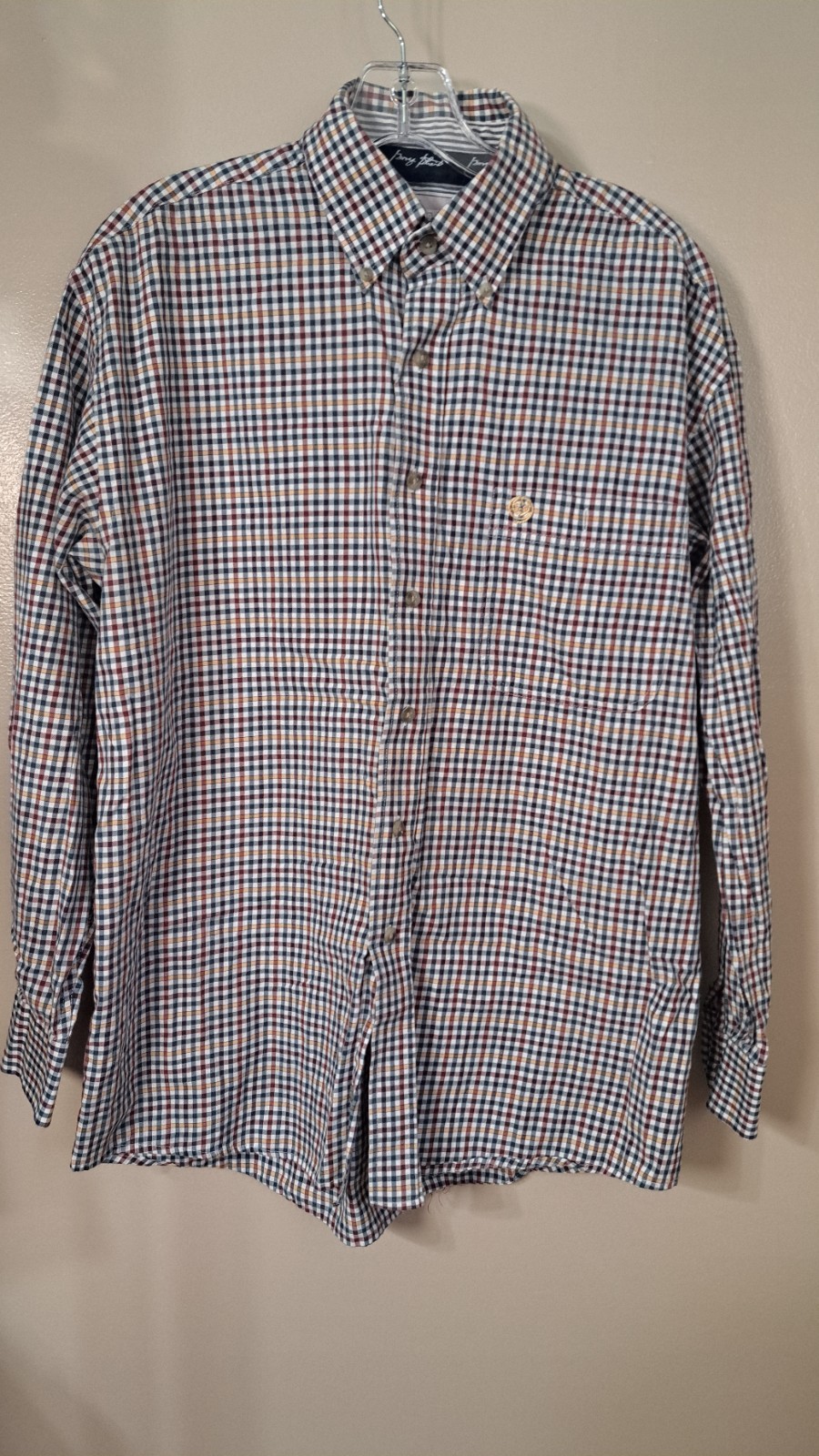 Mens George Straight Wrangler Long Sleeve Plaid Shirt Size M