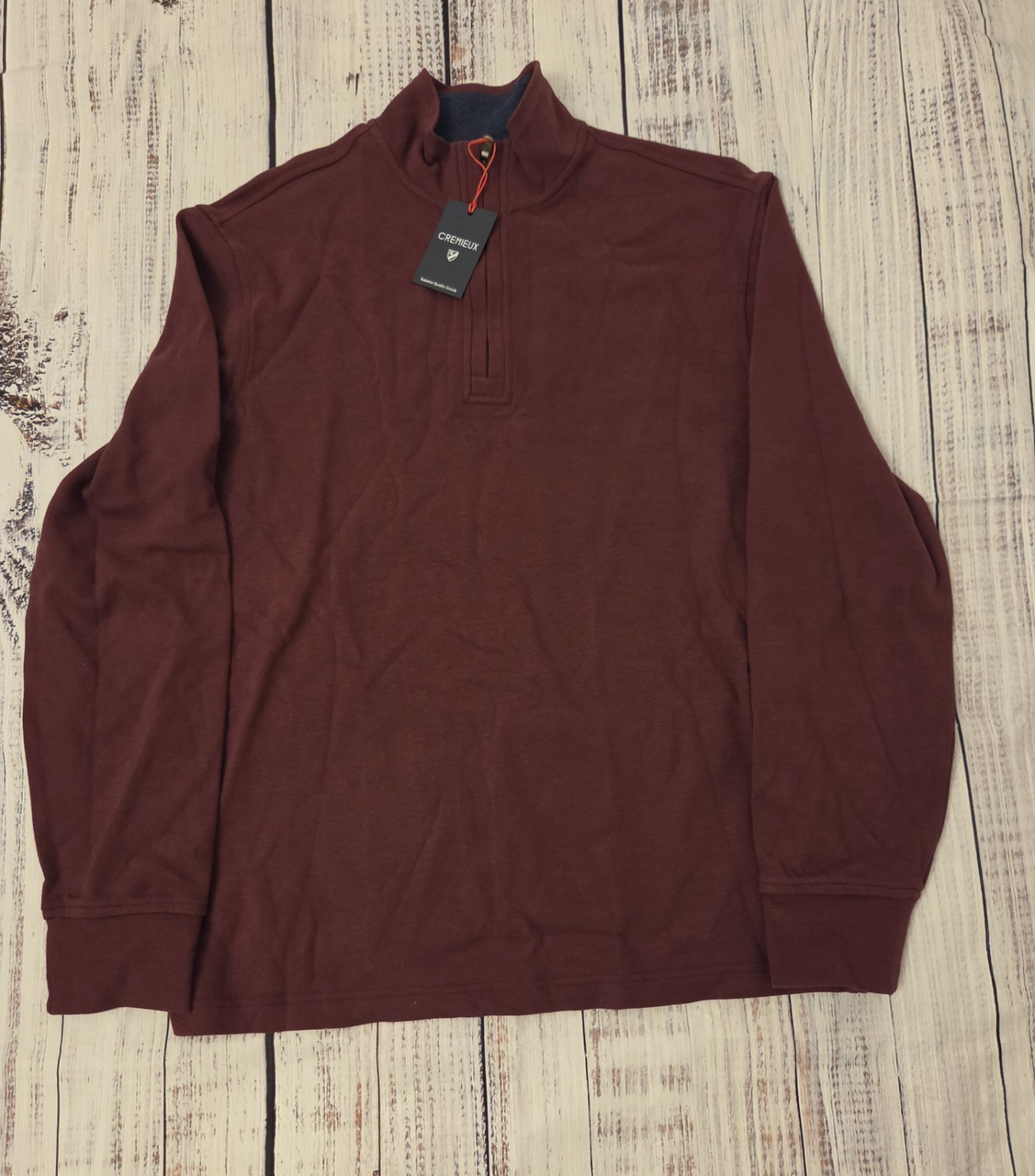 Cremieux Classics Mens S Quarter Zip Burgundy Long Sleeve 100% Cotton NWT