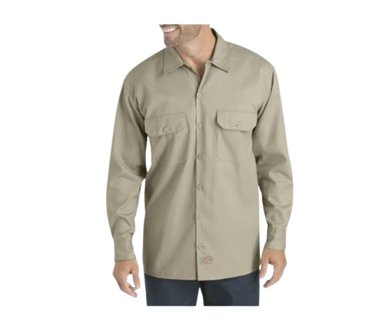 Dickies Men’s Desert Sand 11574DS Original Fit Long Sleeve Twill Work Shirt