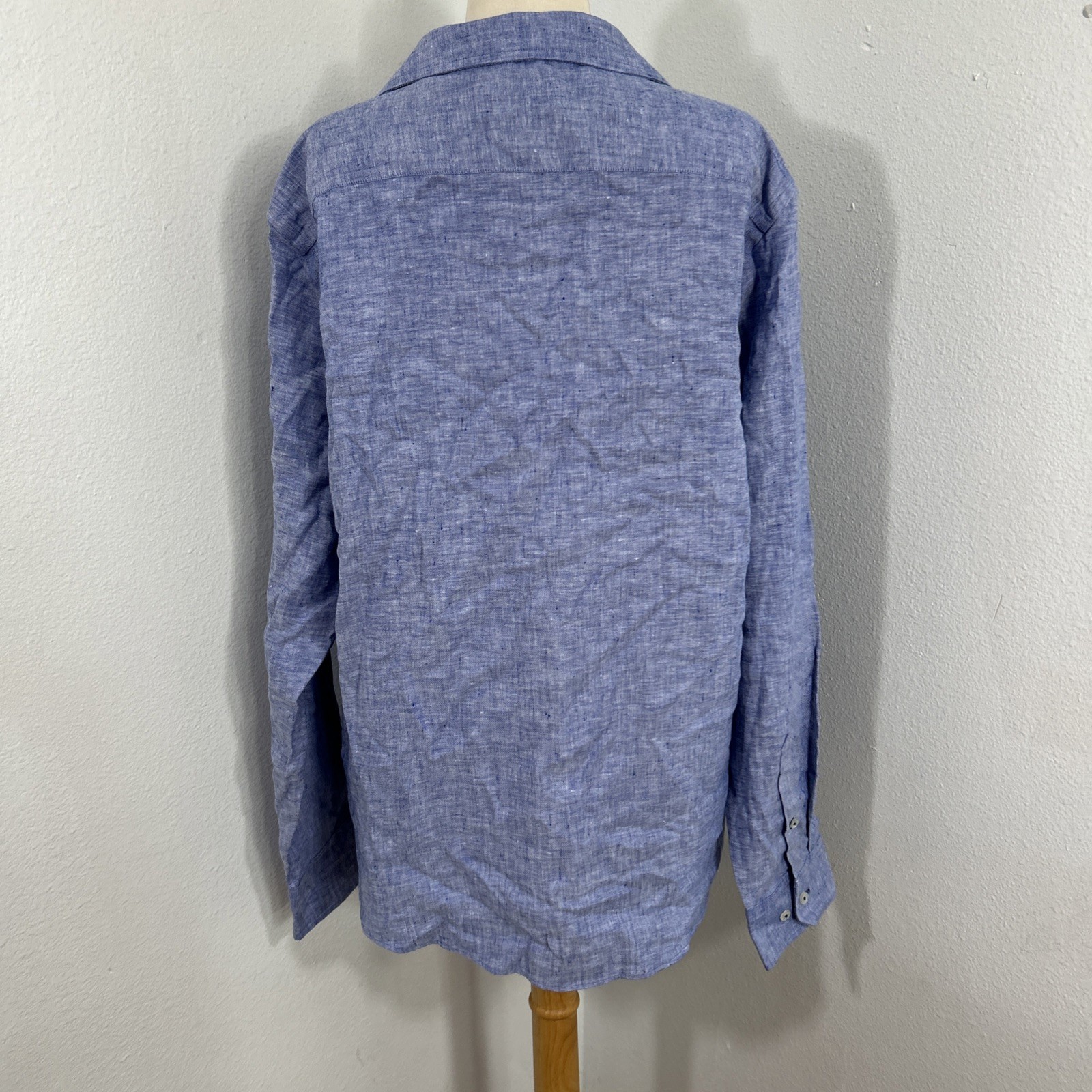 Untuckit Shirt Mens XLBlue Linen Button Down Preppy Yachting Beach Coastal