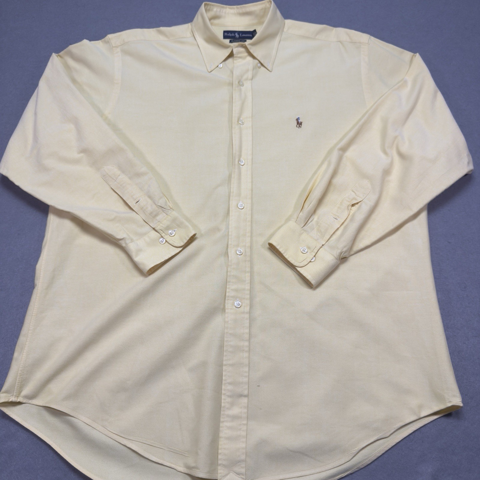 Ralph Lauren Shirt Adult Extra Large 16 1/2 x 34/35 Yellow Oxford Classic Fit