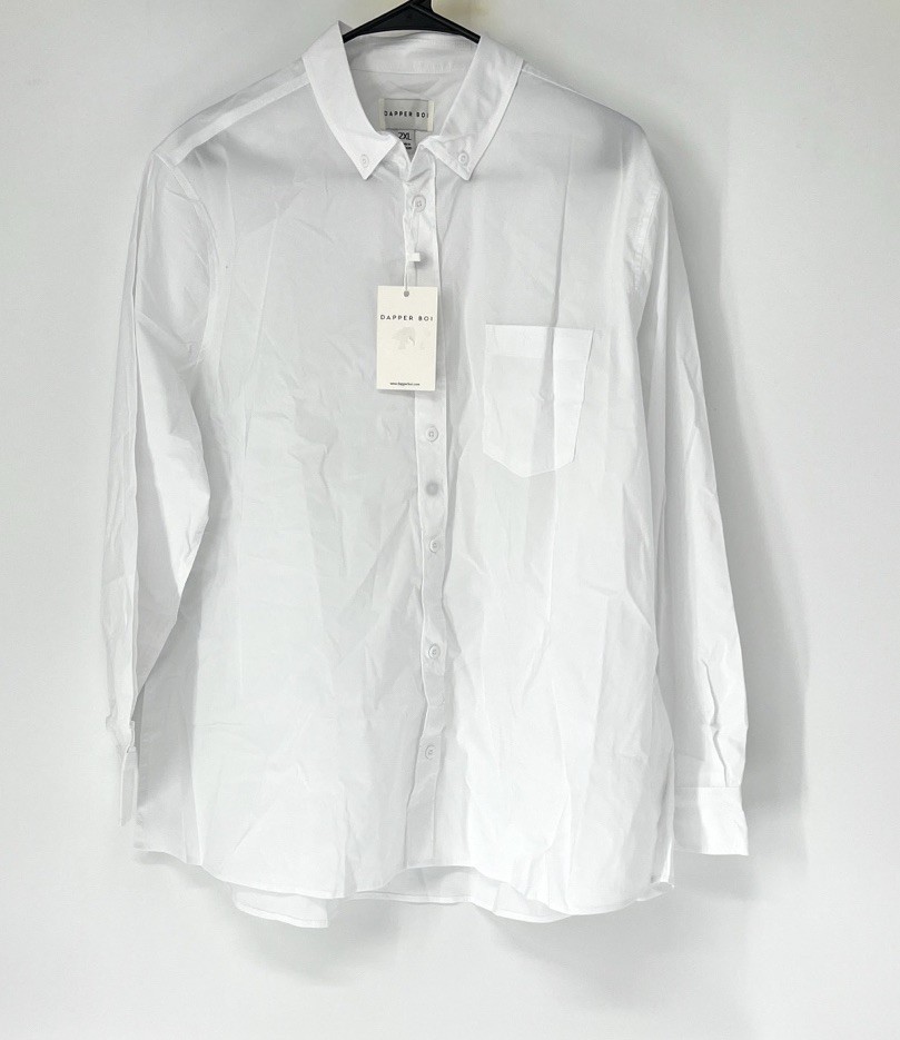 Dapper Boi NWT Classic White Button Down mens Shirt 2XL White Long Sleeve Top
