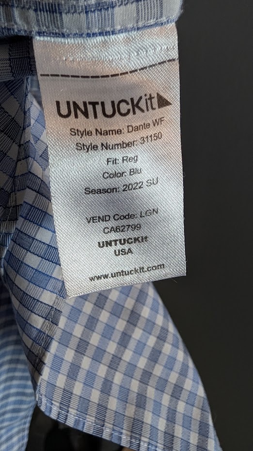 UNTUCKit Dante Wrinkle-Free Short Sleeve Shirt Mens XXL 2XL Plaid 100% Cotton