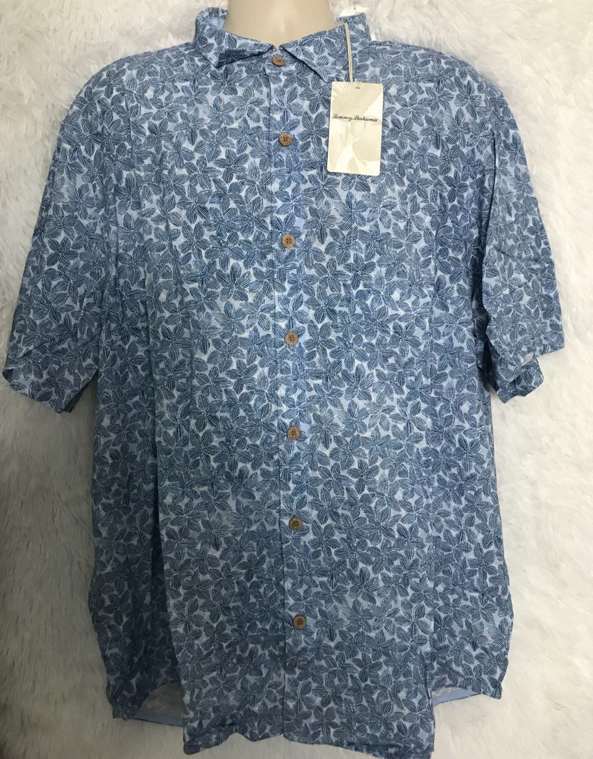 Tommy Bahama B&T Veracruz Cay Sand Dollar Shirt Men’s Size XLT Blue $128 NWT
