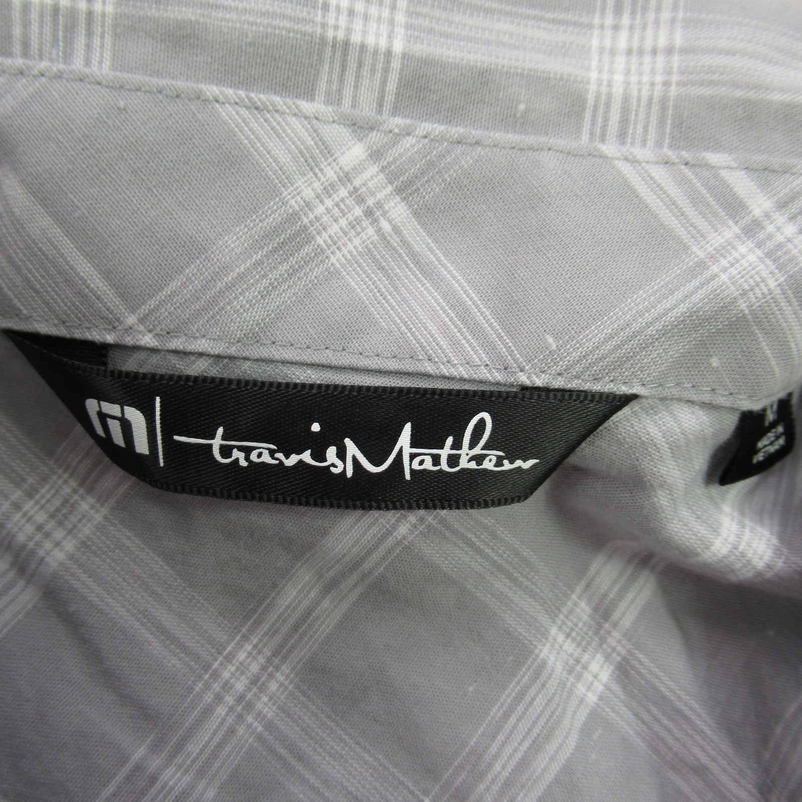 TravisMathew Men’s Gray Plaid Short Sleeve Button Down Casual Shirt Size M