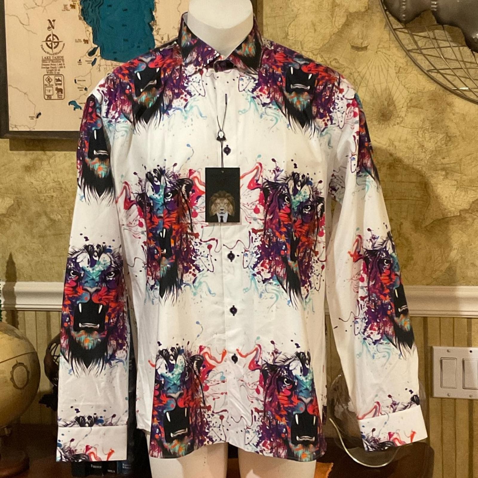 Men’s Multicolor Graphic Shirt. NWT. 2XL. Italian Digital Fabric.