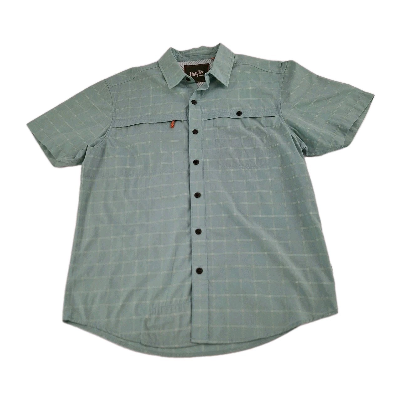 Howler Bros Tidepool Tech Shirt Mens Medium Green Plaid Button Vented Brothers