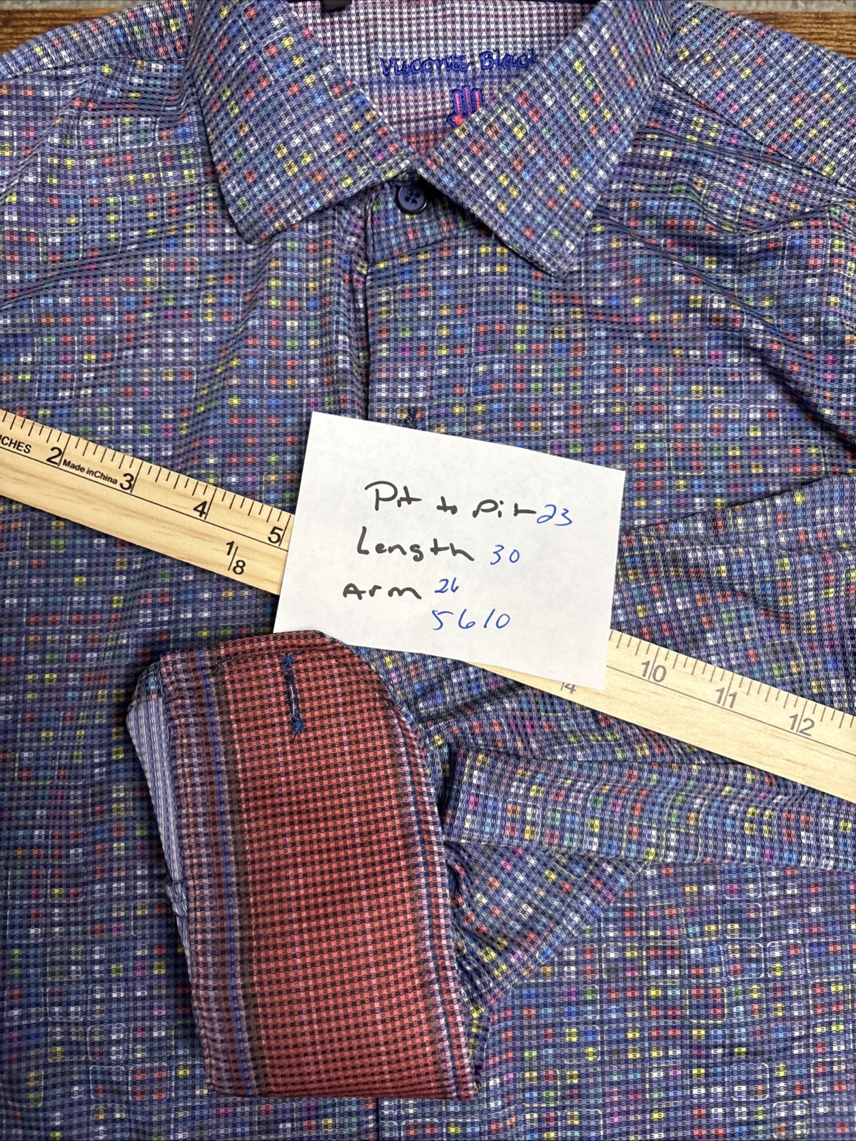 Visconti Abstract Stripe Shirt Mens L Flip Cuff Cotton Modal Multicolor
