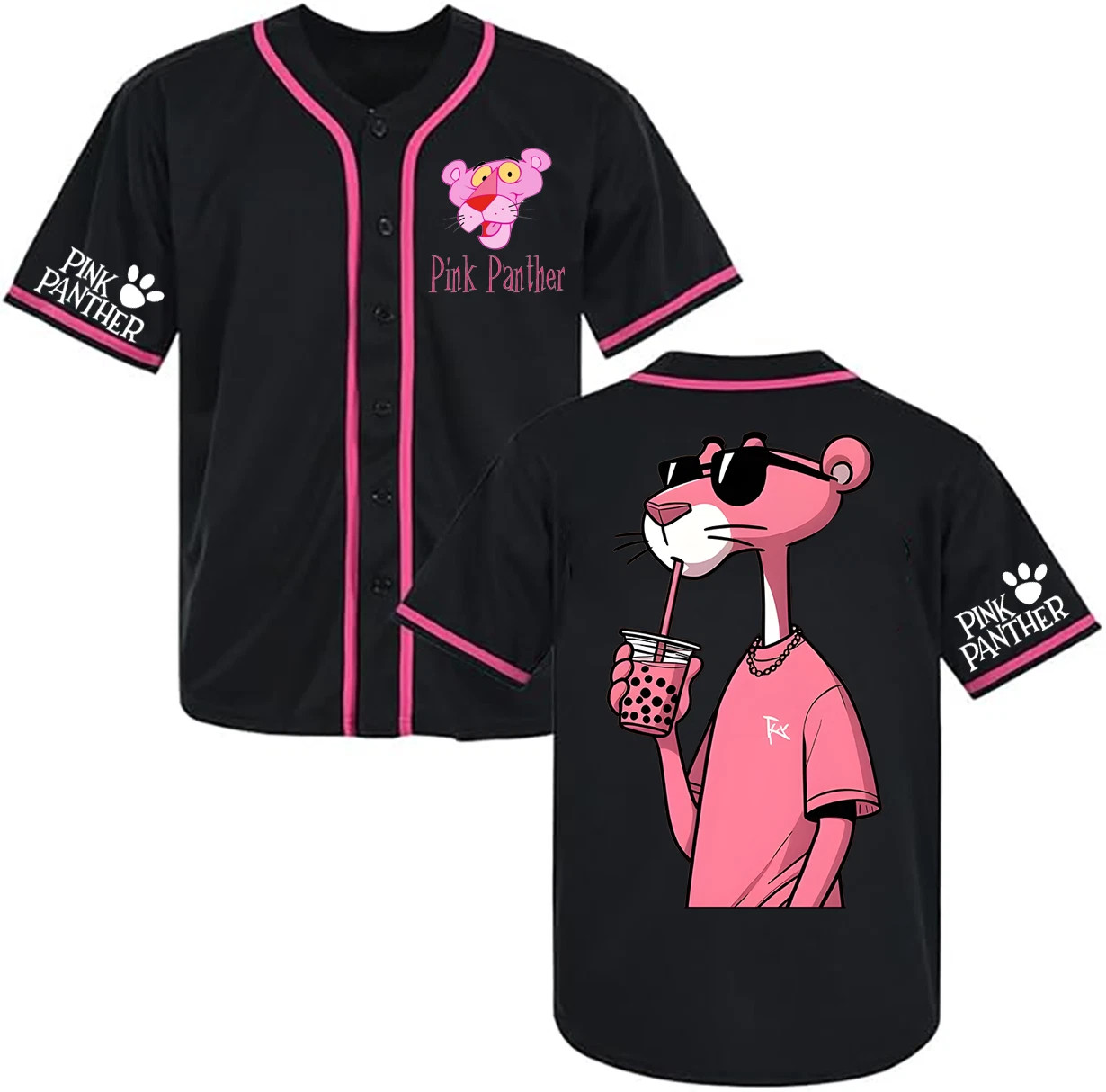 Pink Panther The Pink Panther Baseball Jersey Black Size S-5XL MR1009