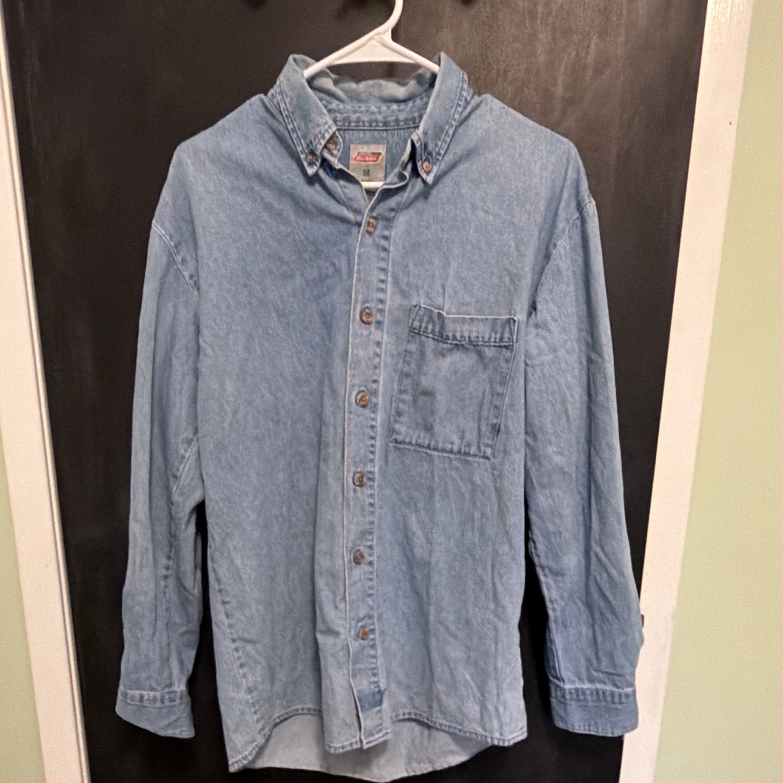 Dickies Blue Denim Button-Down Long Sleeve Button-Up Shirt w/ Pockets M