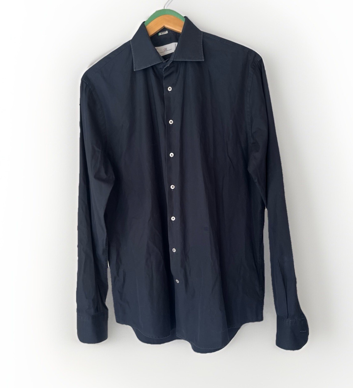 Men’s Carolina Herrera Navy Blue Button-up 100% Cotton, Sz 16.5
