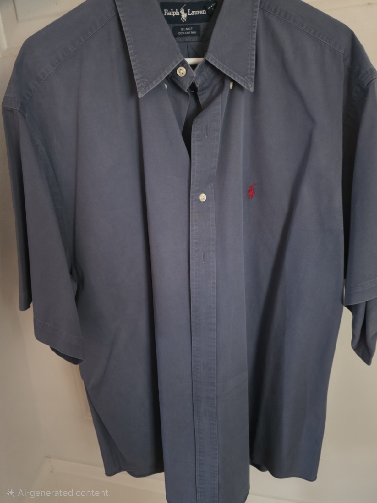 Ralph Lauren Blake Men’s XL Blue SS Button Front Shirt 100% Cotton Red Pony