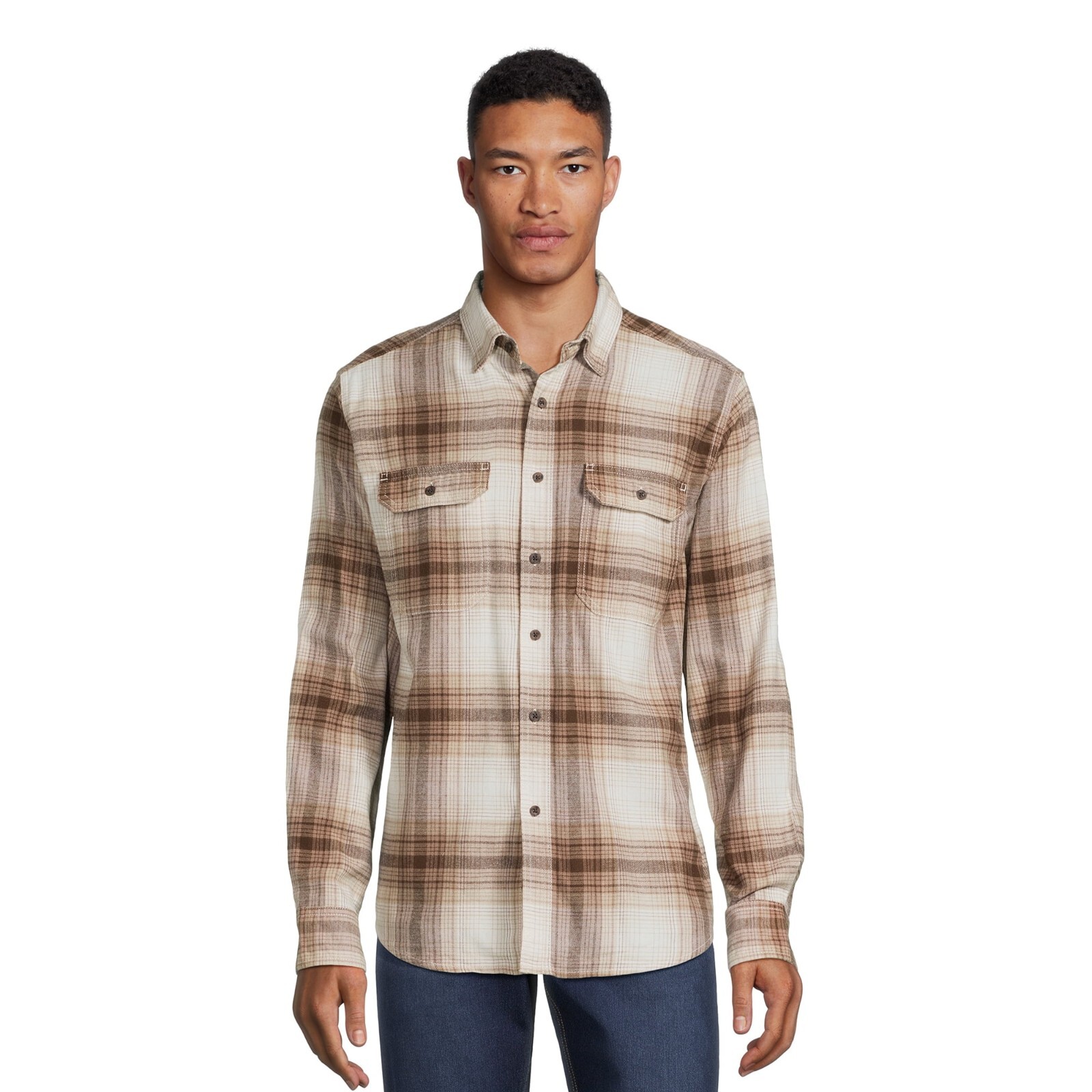 George Men’s Flannel Long Sleeve Button Down Shirt XL, XLT, 2XL, 2XLT, 3XL, 3XLT