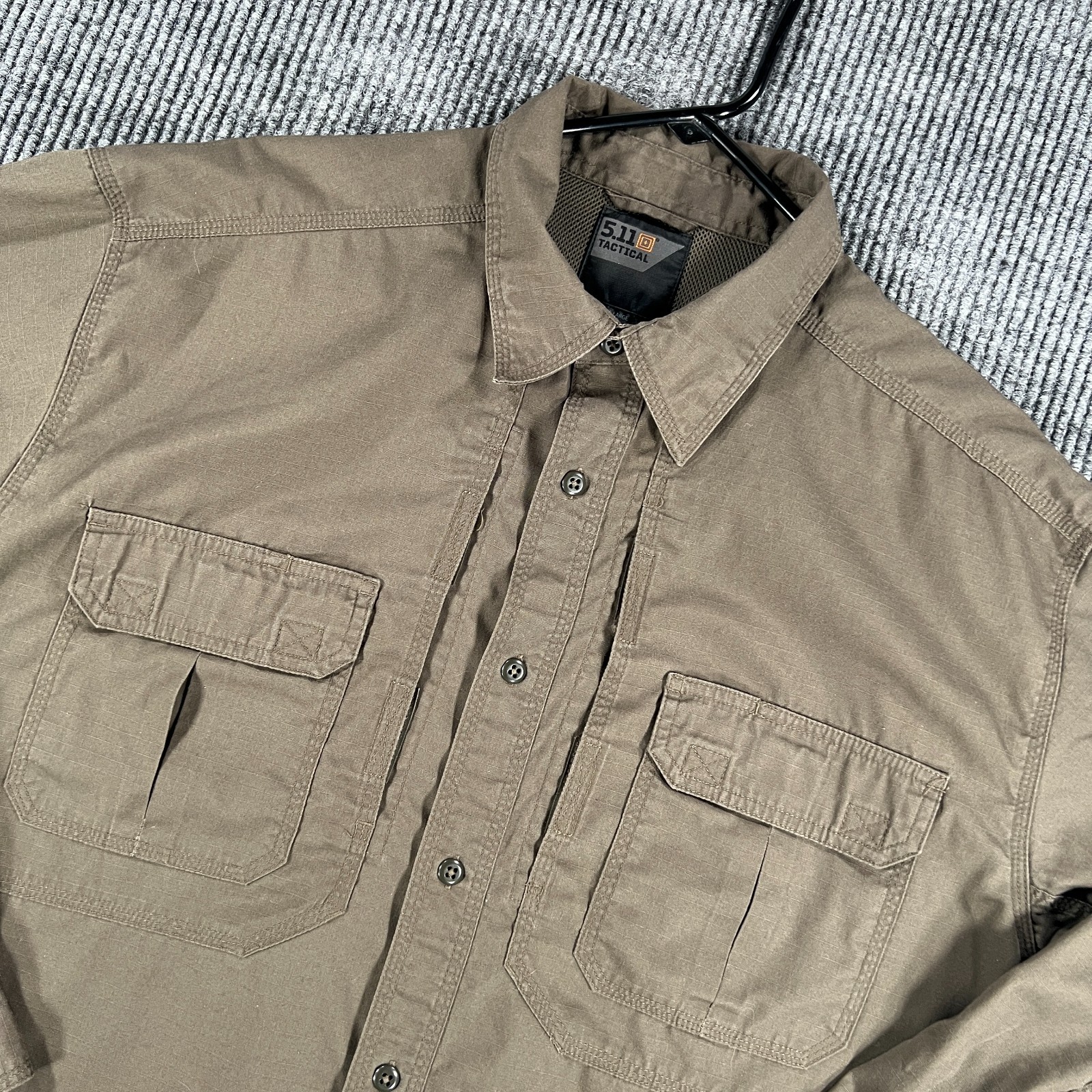 5.11 Tactical Shirt Mens XL Extra Large Brown Long Sleeve Button Up Security