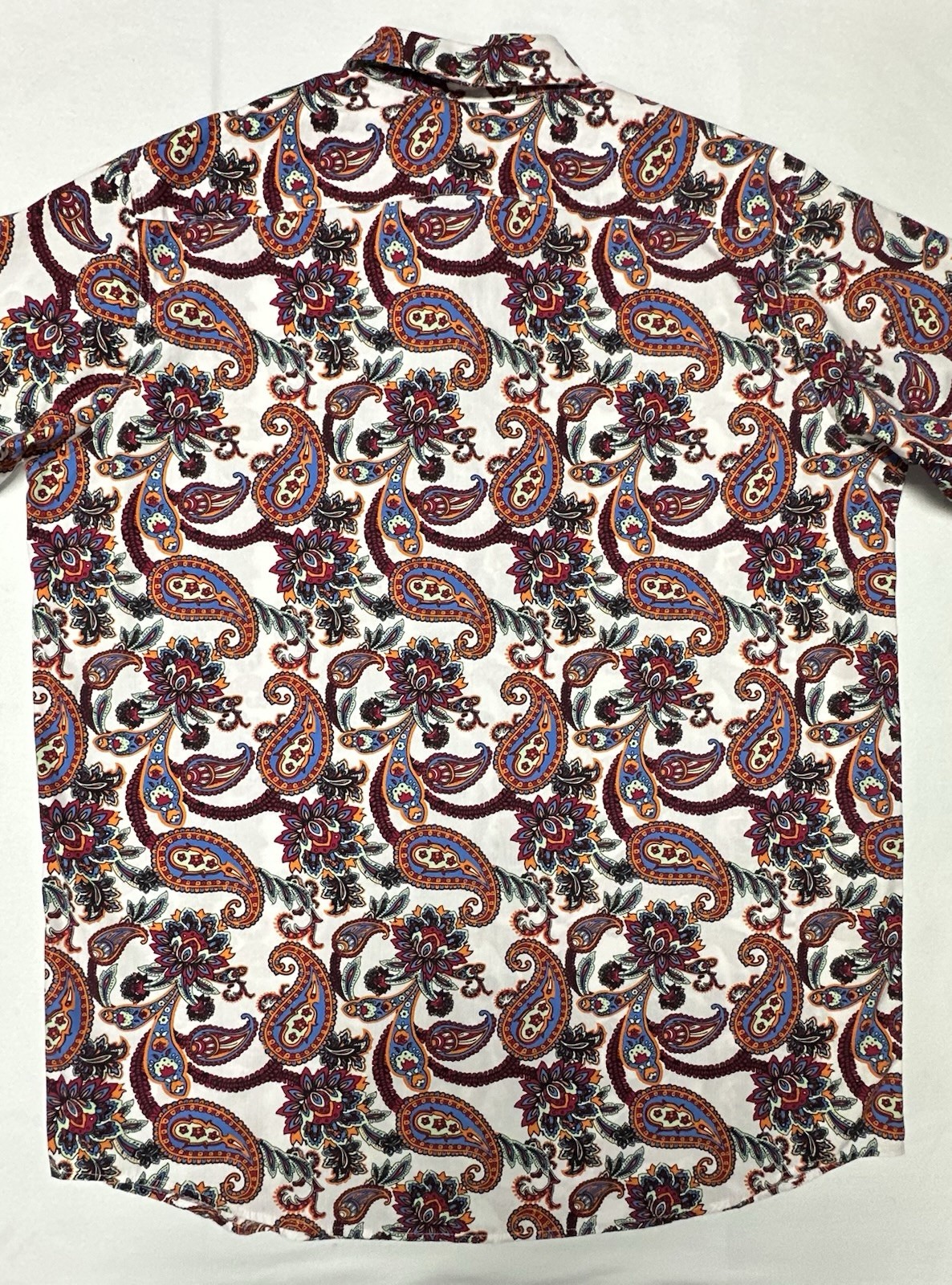 Cremieux Premium Denim Men Shirt XLT Button Short Sleeve Cotton Paisley Pink