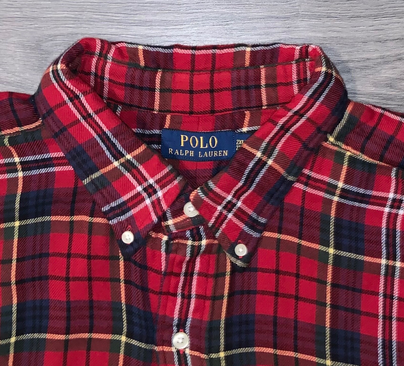 POLO RALPH LAUREN Men’s Big & Tall Red Plaid Flannel Button-Down Shirt NWOT