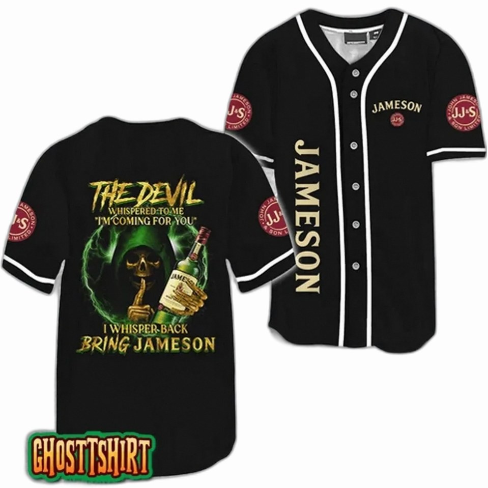 Irish Whiskey Devil Whispered 3D Baseball Jersey Funny Drinking Fan Apparel