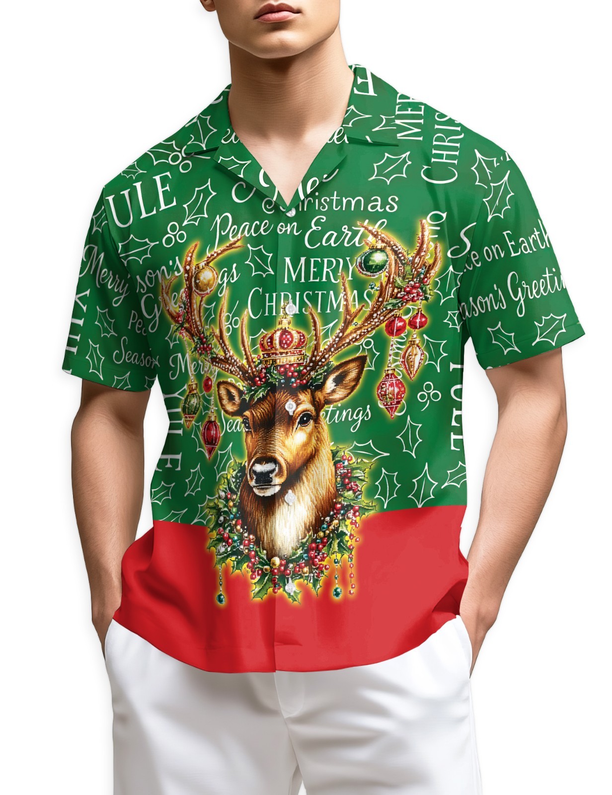 Santa Claus Christmas Hawaiian Shirt Funny Holiday Aloha Button Up Gift