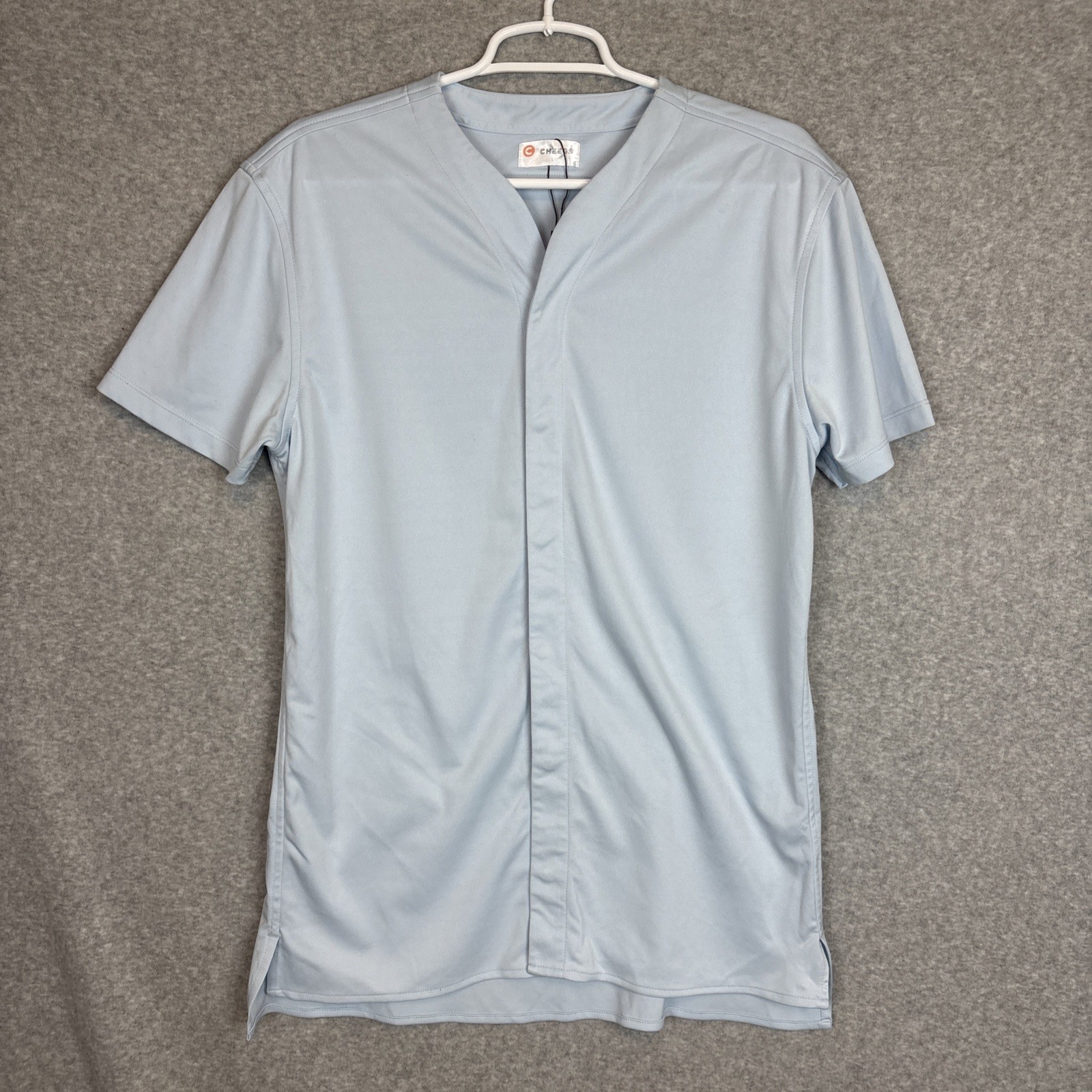 Cheegs Shirt Men’s Size Large Light Blue Collarless Tech Classic Snap Up Front