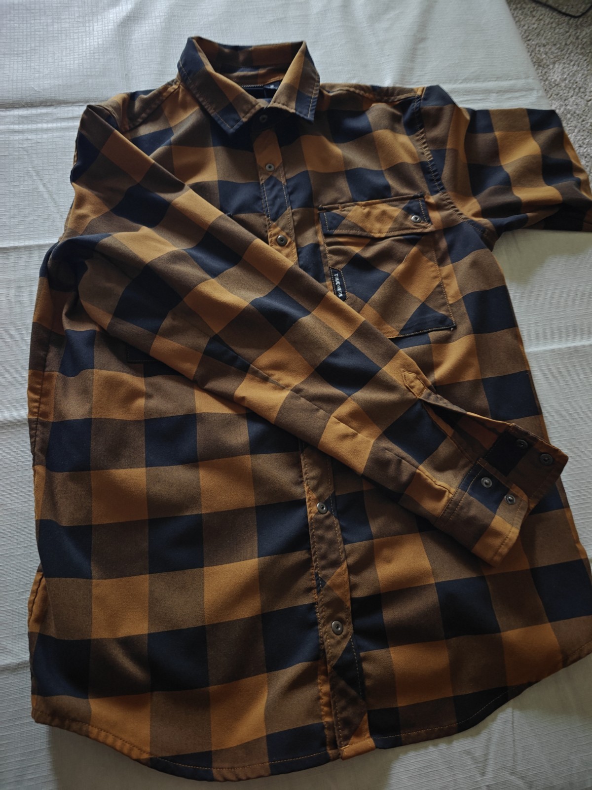 TrueWerk Tech Flannel Mens Medium Sand Check Long Sleeve