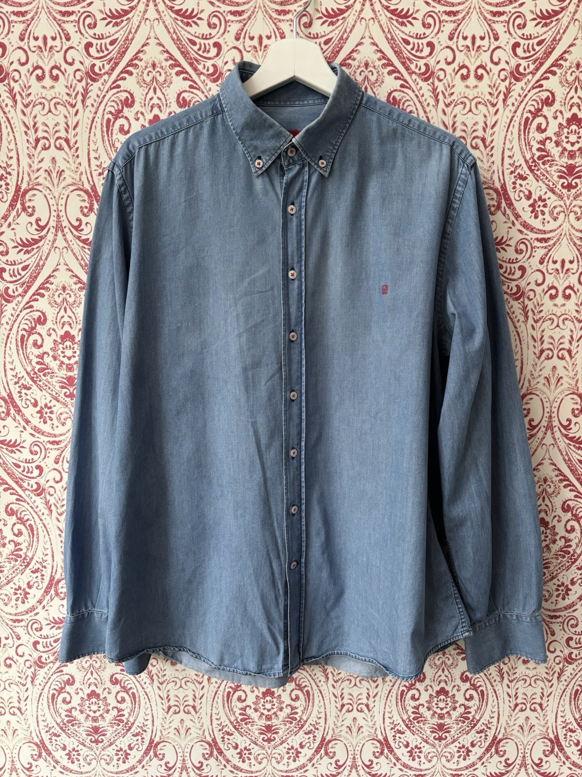 Carolina Herrera Mid Blue Cotton Shirt Size 16.5”