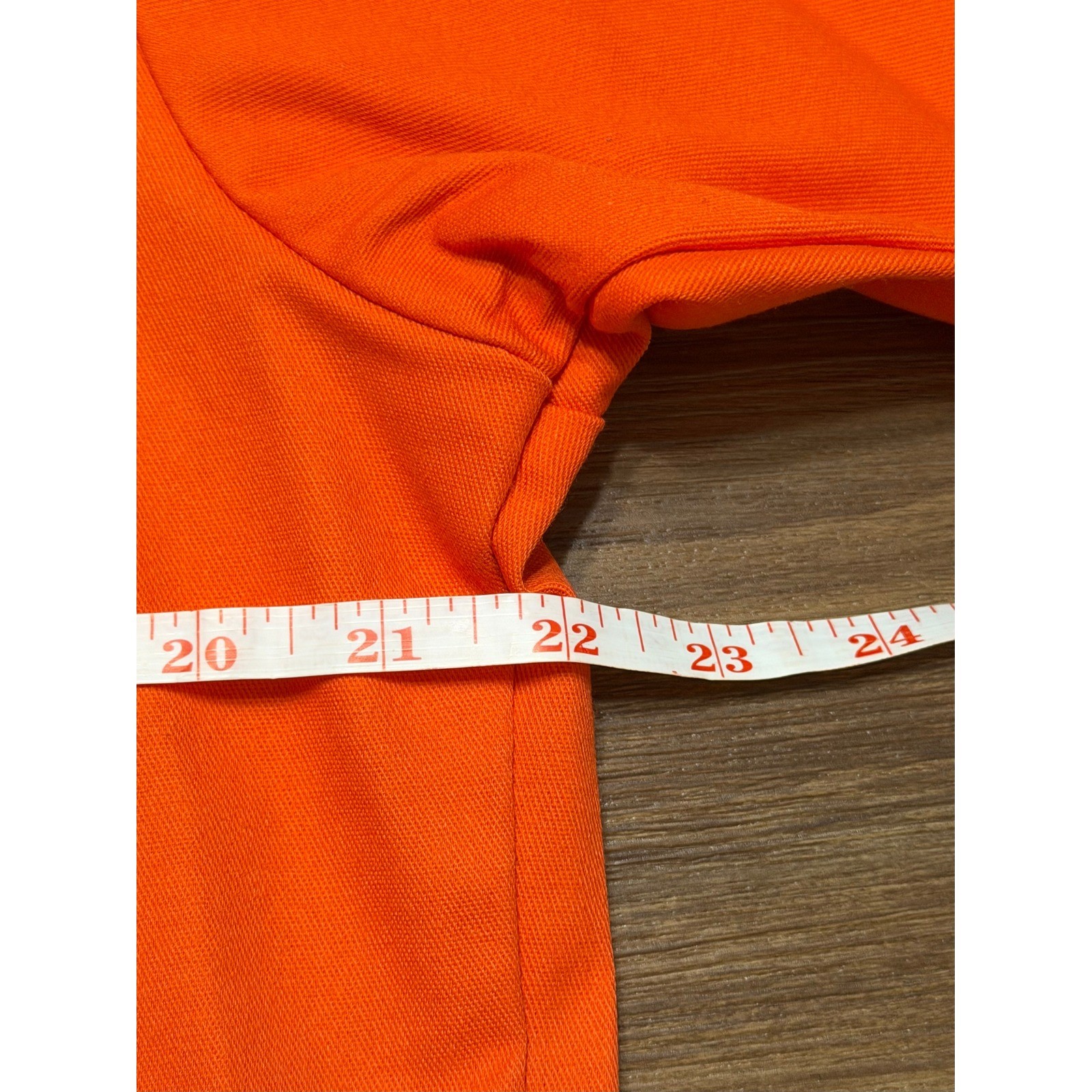 VTG Ben Davis Mens Half Zip Work Shirt Orange SS Heavy Duty USA Made Sz M