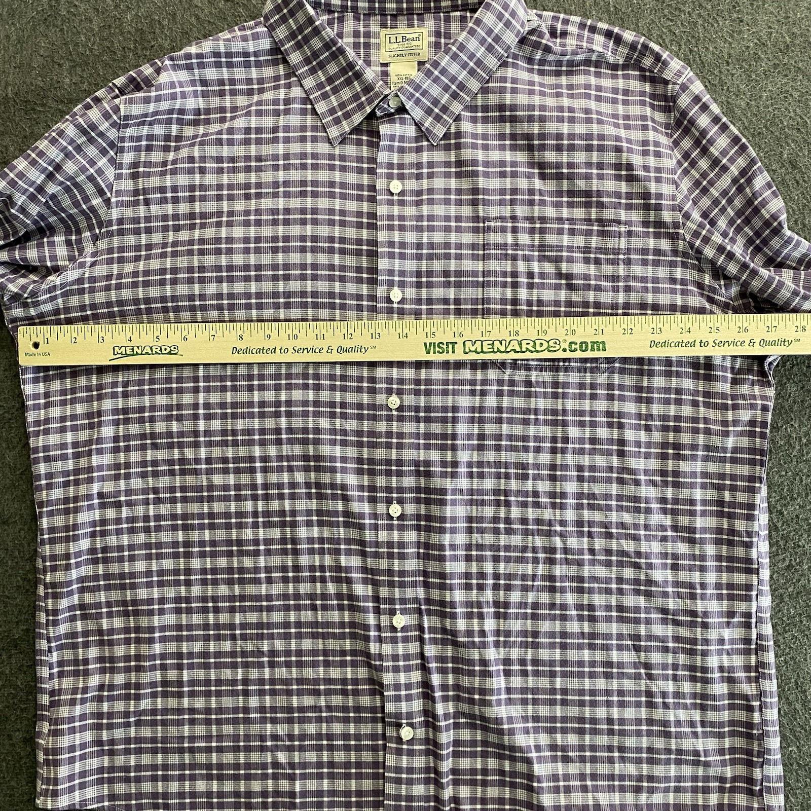 LL Bean Shirt Mens 2XL Purple Plaid Ultra Soft Brushed Cotton Slightly Fitted