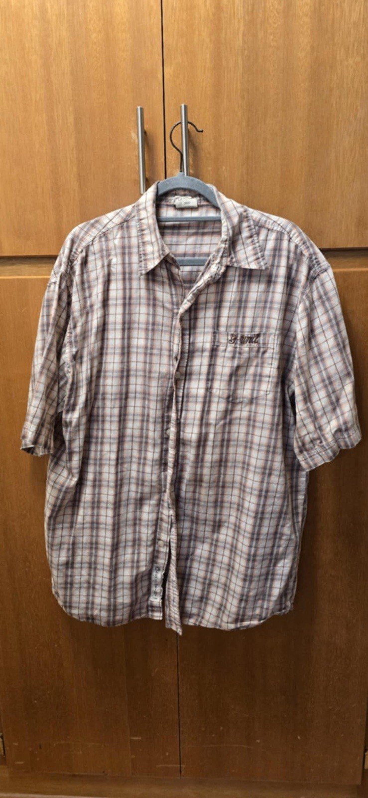 G Unit Plaid Button Up Shirt Men’s XL Brown Short Sleeve Streetwear Hip Hop