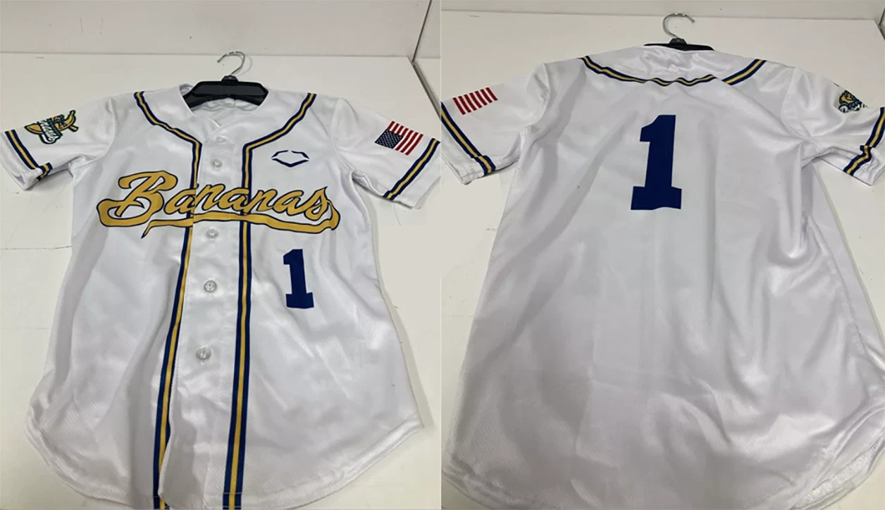 New Savannah Bananas #1 Baseball Jersey (White) NEW AOP 3D Size S-5XL SG1037
