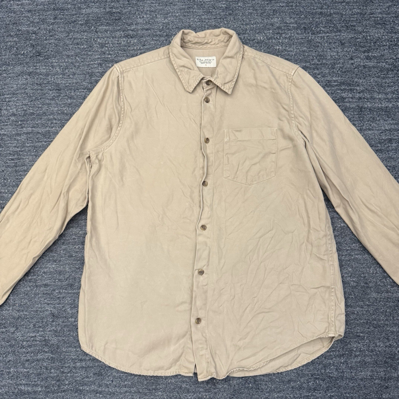 Nudie Jeans Chuck Fluid Twill Shirt Men Small Long Sleeve Button Up Casual