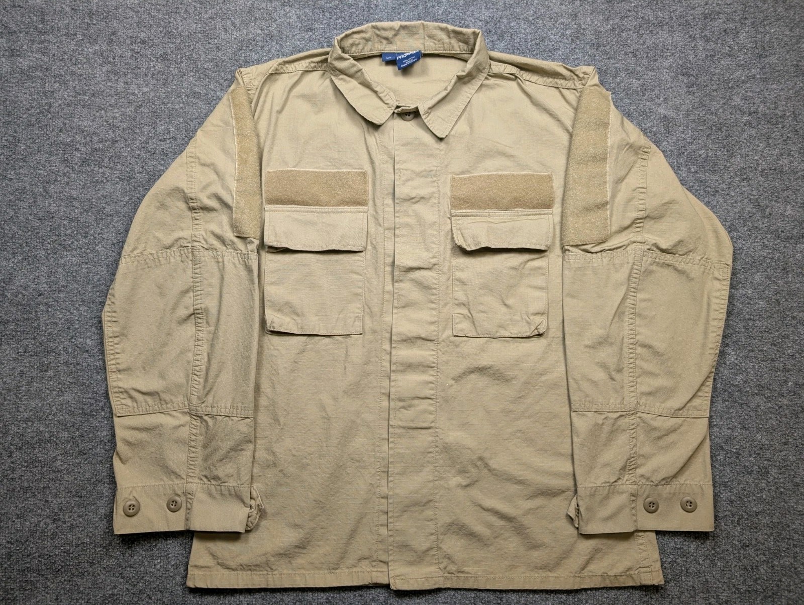 PROPPER Tactical Shirt Mens Medium Khaki Military BDU RIP STOP Cargo Pockets