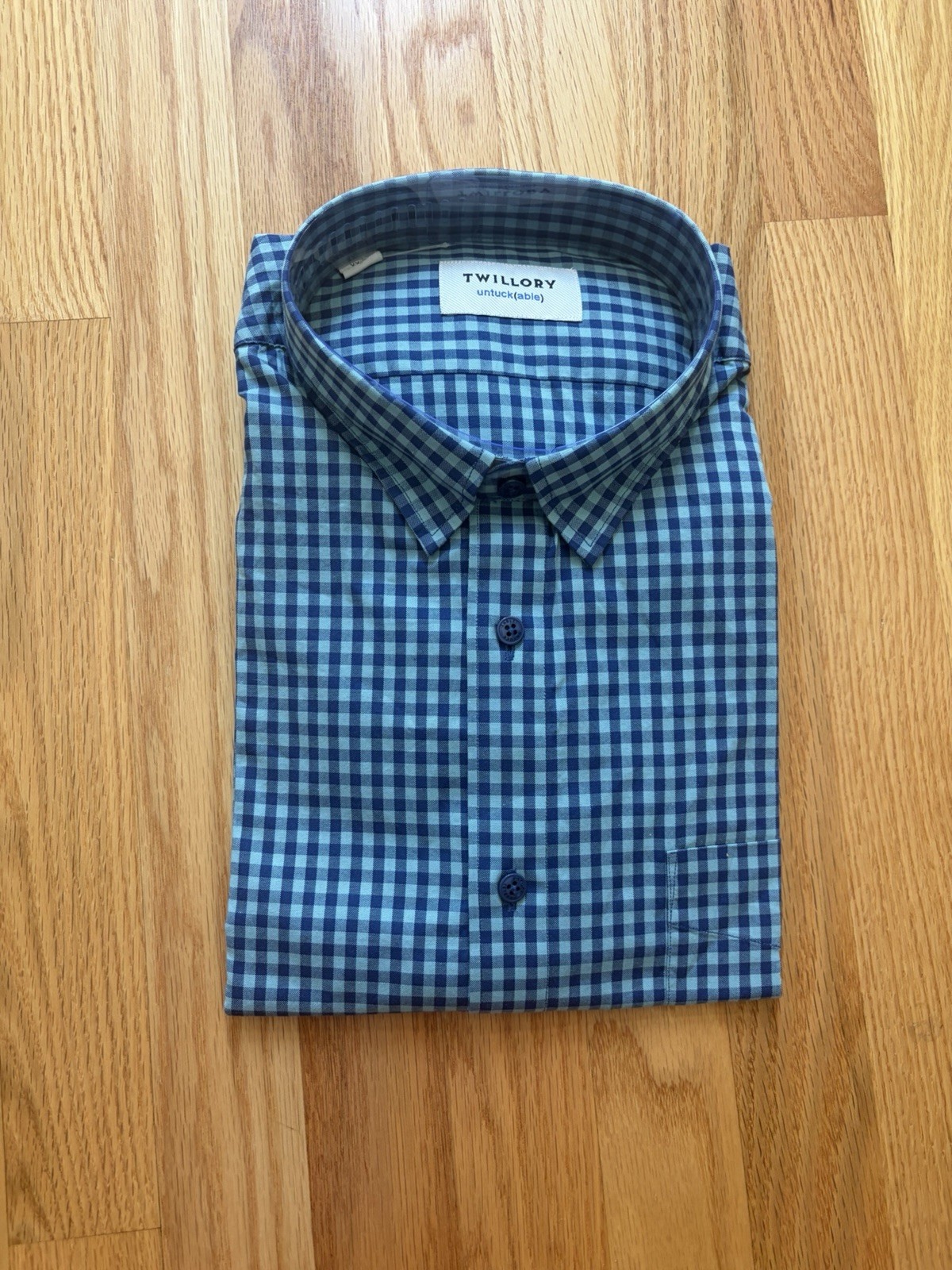 Twillory Men’s XXL Blue Green Check Long Sleeve Point Collar Button-Up Shirt