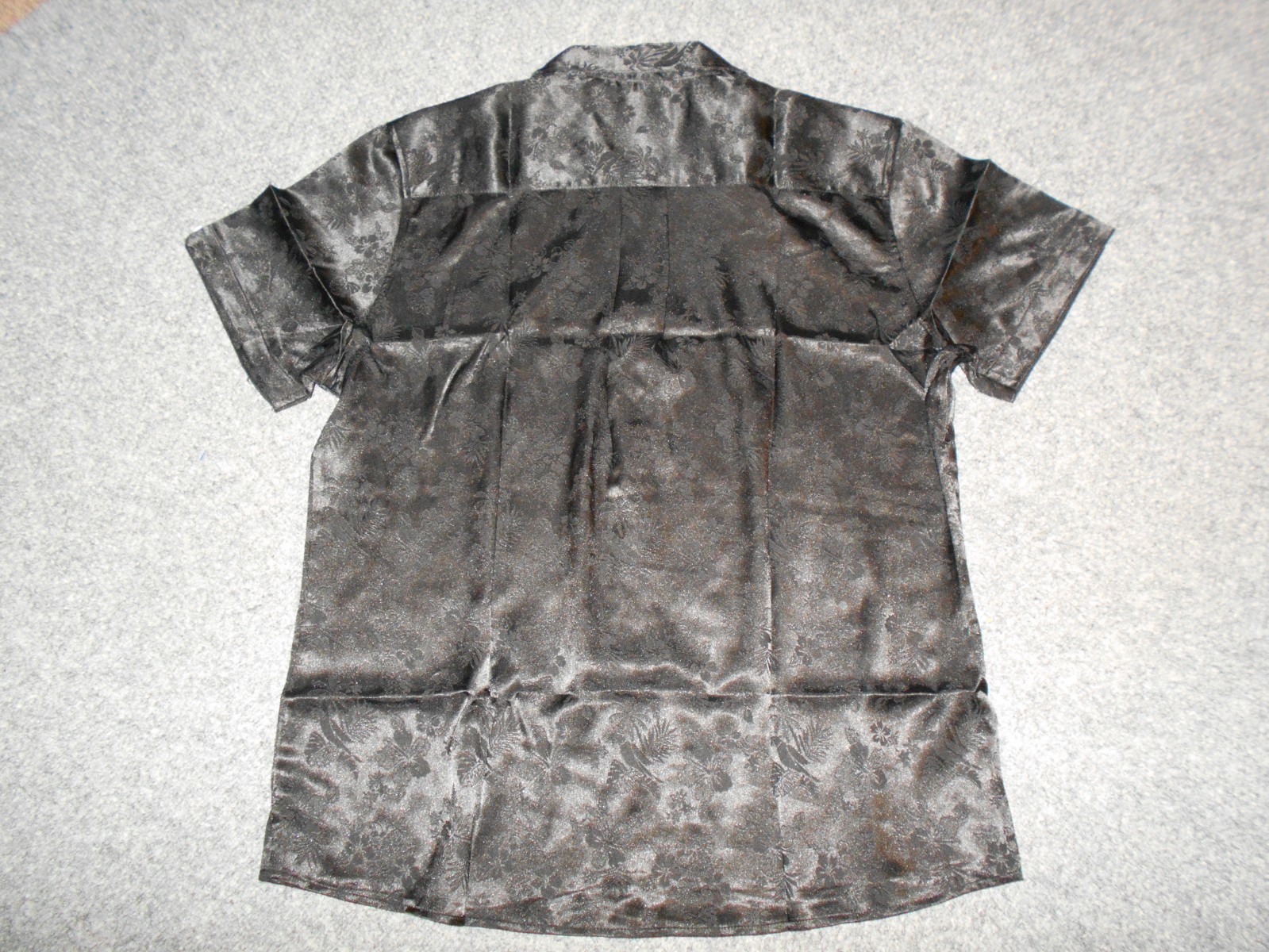 COOFANDY NEW! W/TAGS MENS XL SATIN BLACK ALL OVER FLORAL FLOWER PRINT SS SHIRT