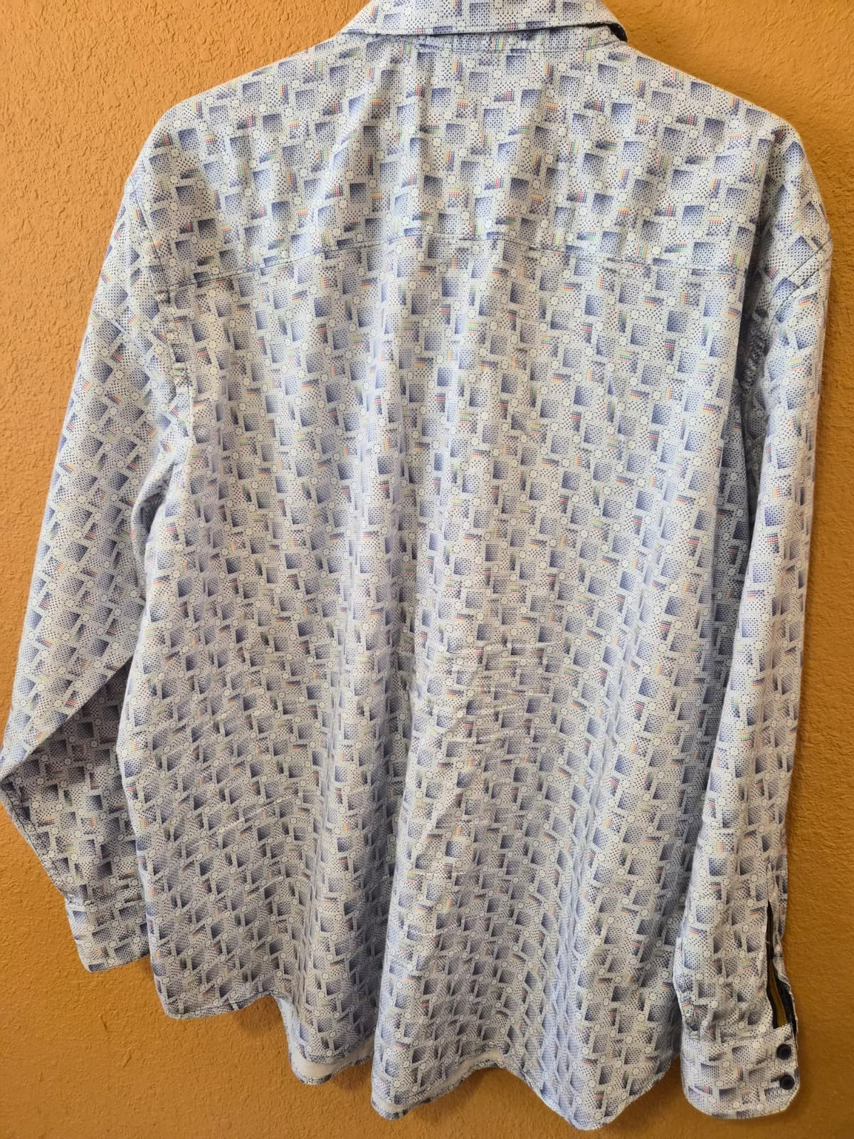 Robert Graham Shirt 3XL Men Blue Geometric Abstract Koi Fish Trim Long Sleeve