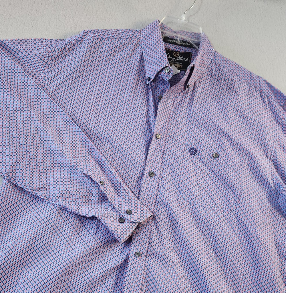 Wrangler George Straight Shirt Menx 2XL Purple Geometric Long Sleeve Western