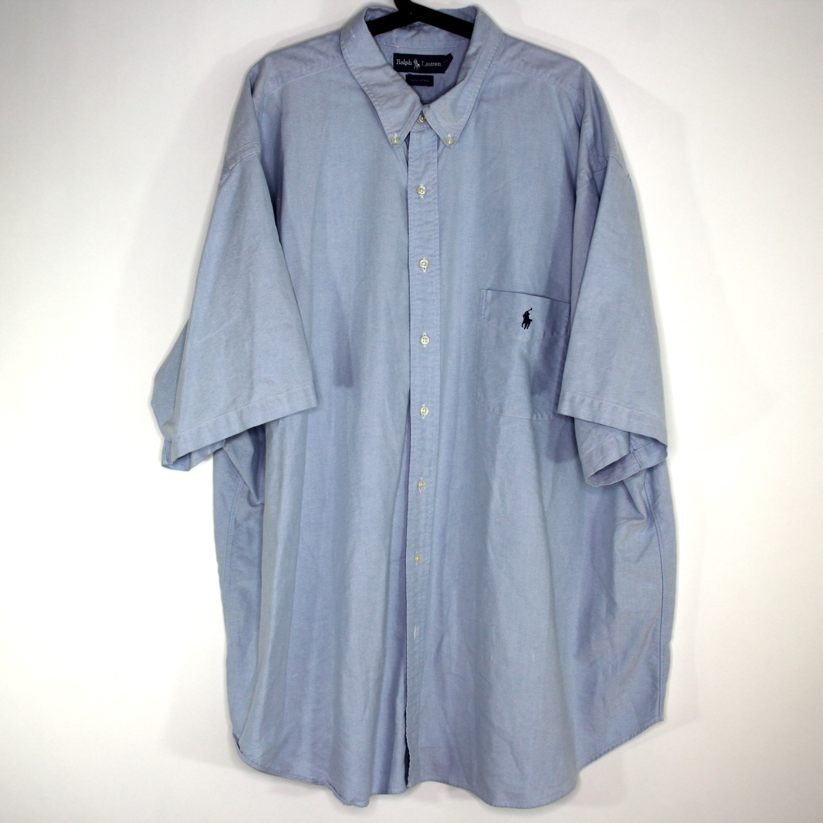 Ralph Lauren Mens 4XB 4XL Big Blue Button Up Shirt K723