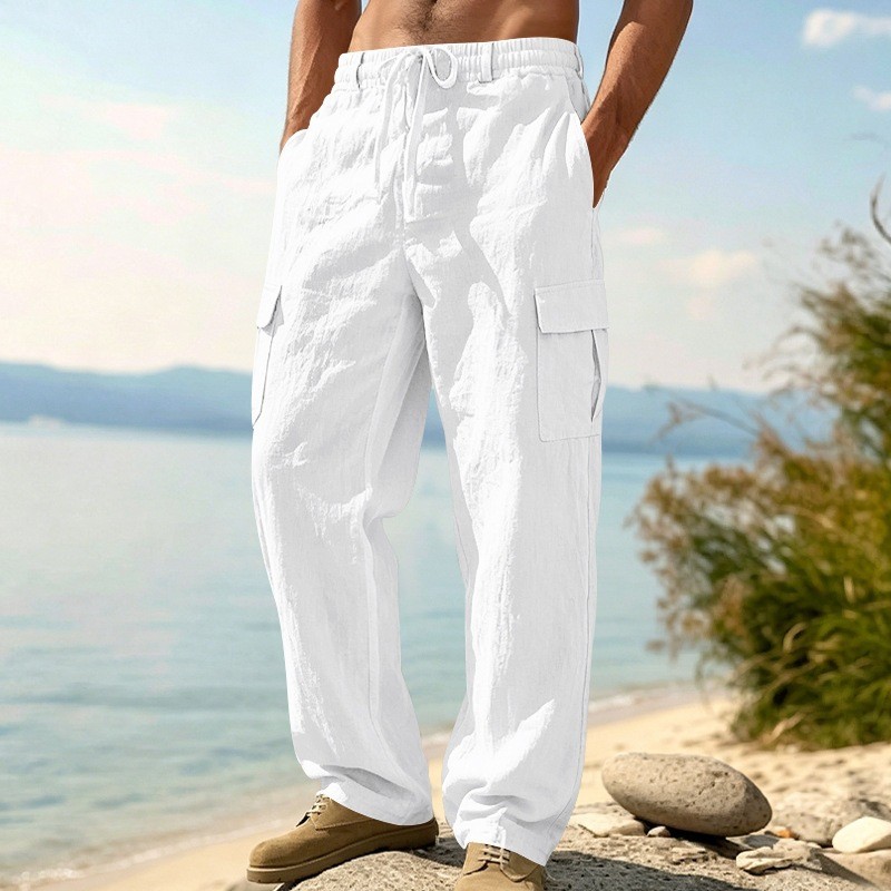 Casual Outdoor Breathable Loose Straight Multi-Pocket Cargo Long Pants