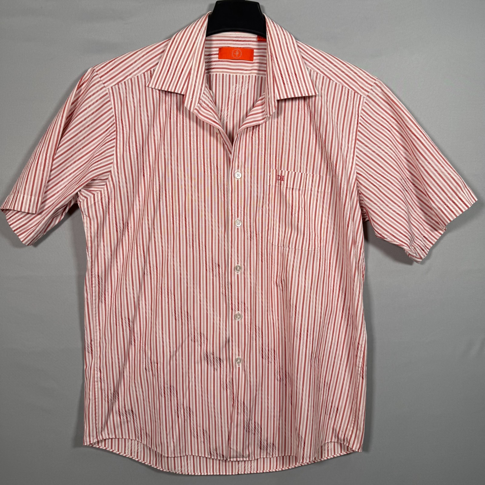 Men’s Button Down 42 Red White stripes Embroid DI Japanese symbol Tag