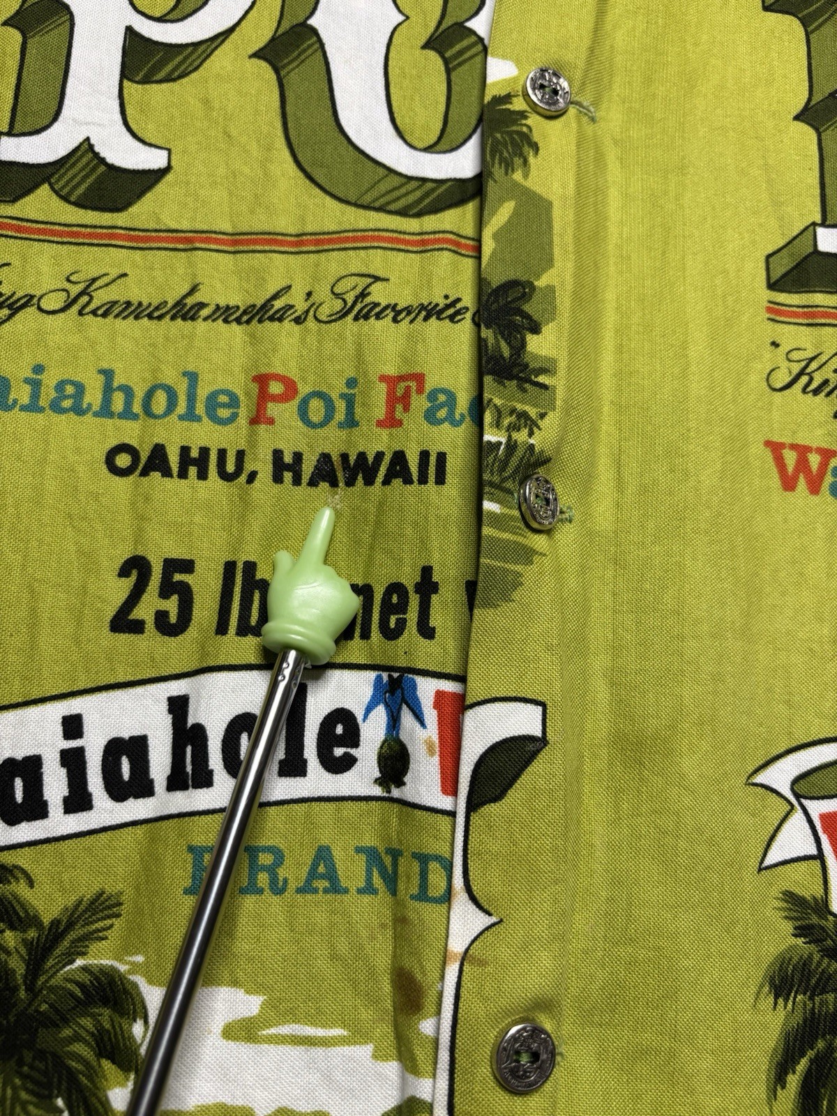VTG Waiahole Poi Factory Hawaiian Holiday Sportswear Button Shirt Mens Food Oahu