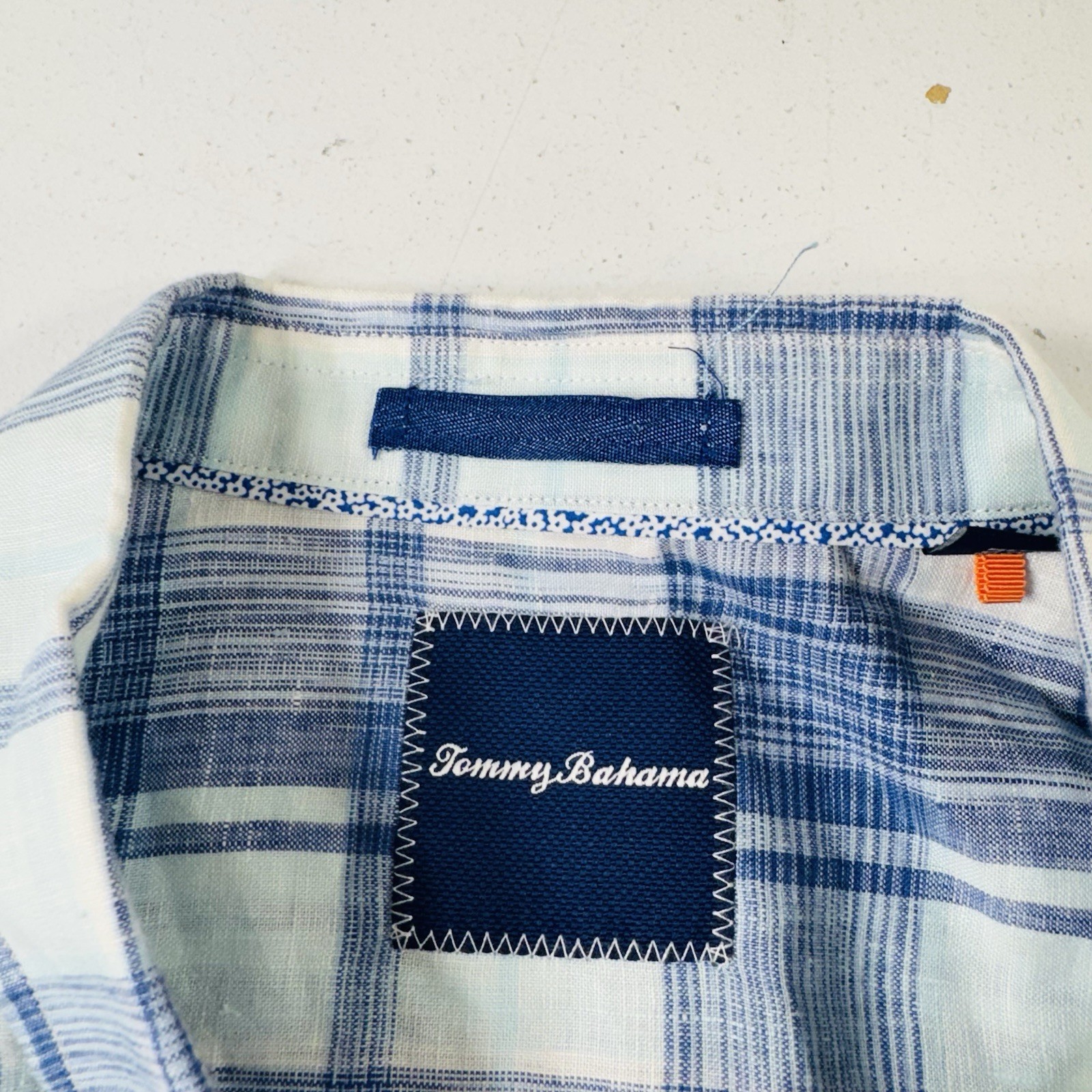 Tommy Bahama 100% Linen Shirt Men’s Size 3XL Blue White Plaid Men’s Size 3XL