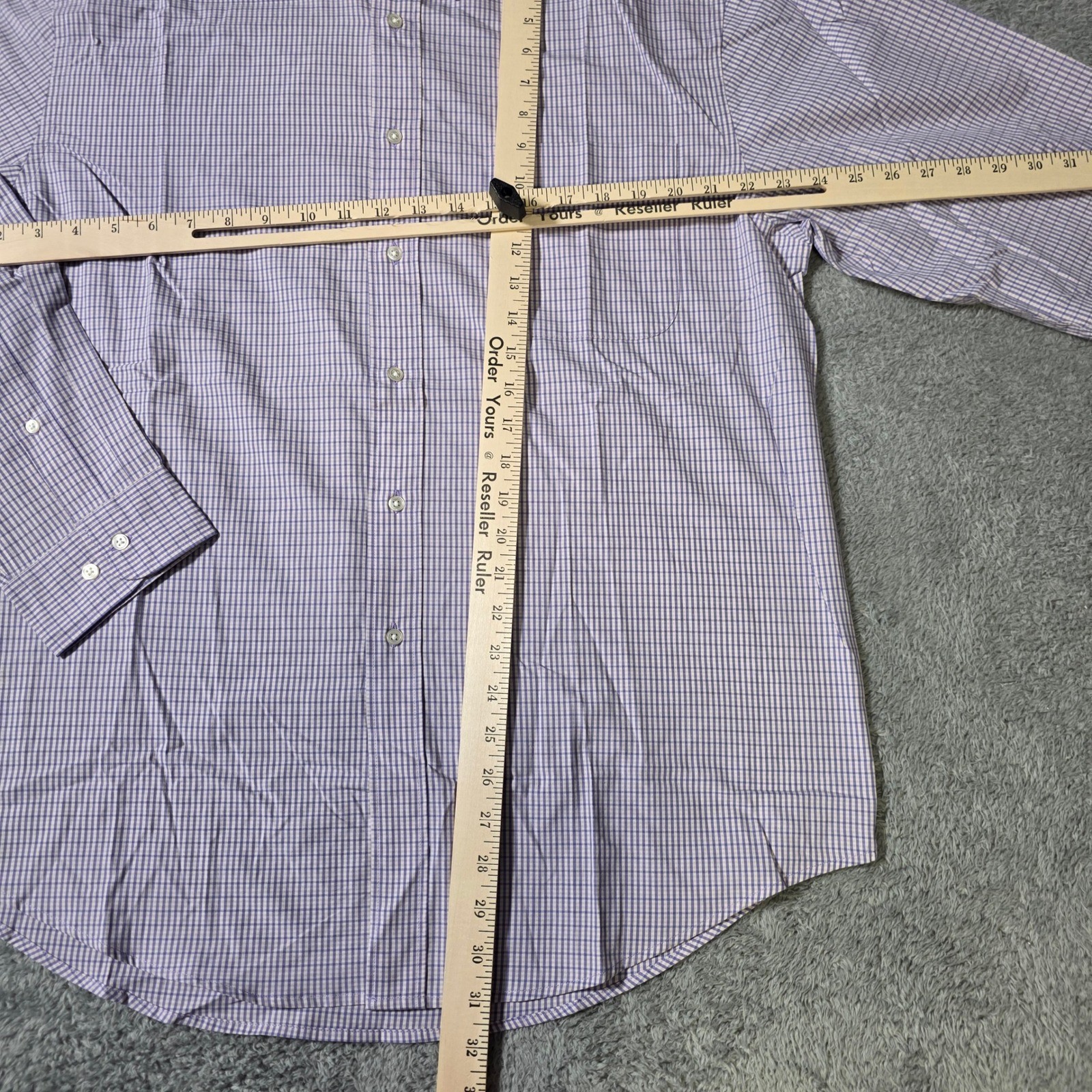 Allen Solly Mens Large Button Down Shirt Purple White Peached Poplin Check