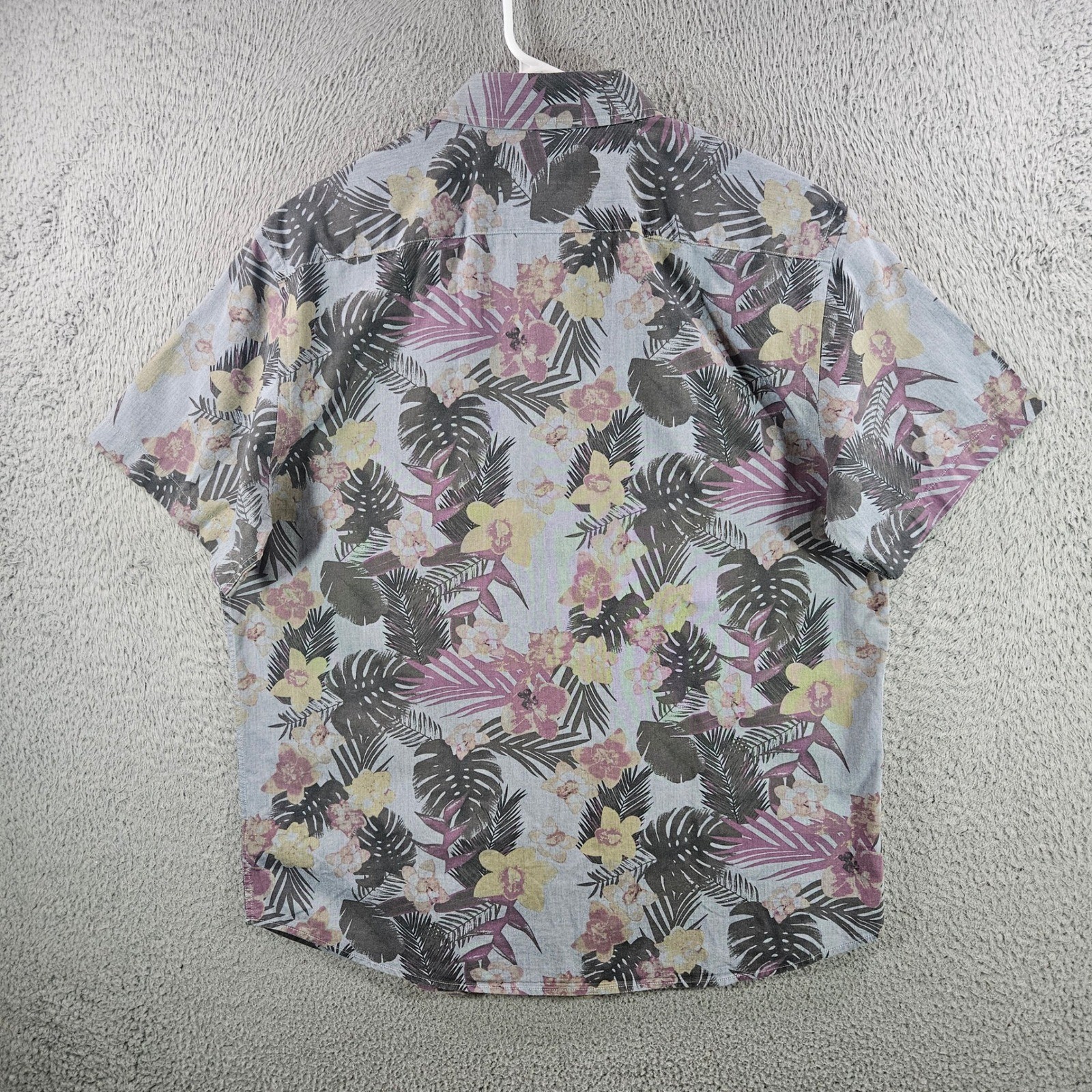 UNTUCKit Desisto Mens Large Red Tropical Floral Cotton Short Sleeve Button Down