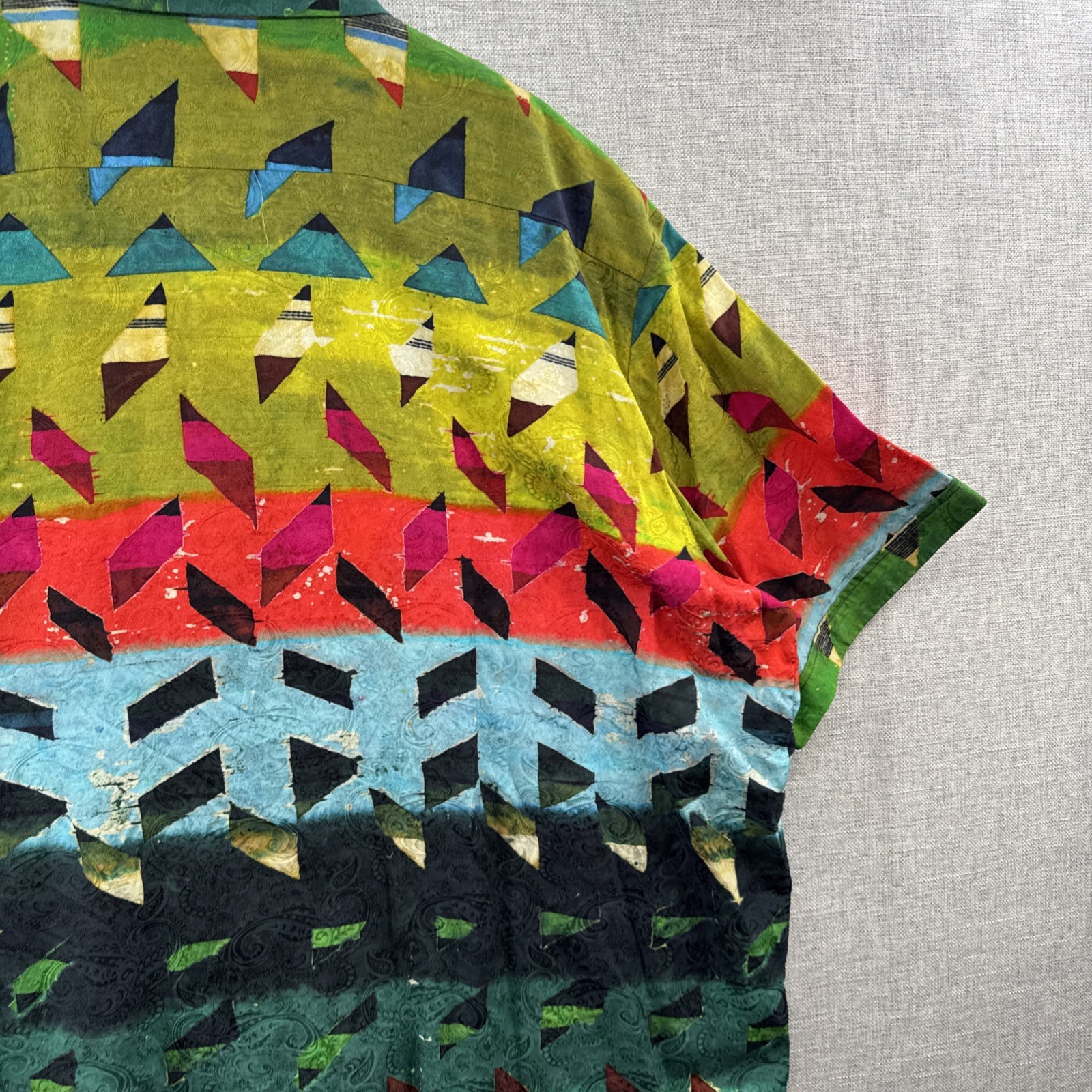 Robert Graham Shirt 3XL Multicolor Geometric Hawaiian Resort Abstract Silk Blend