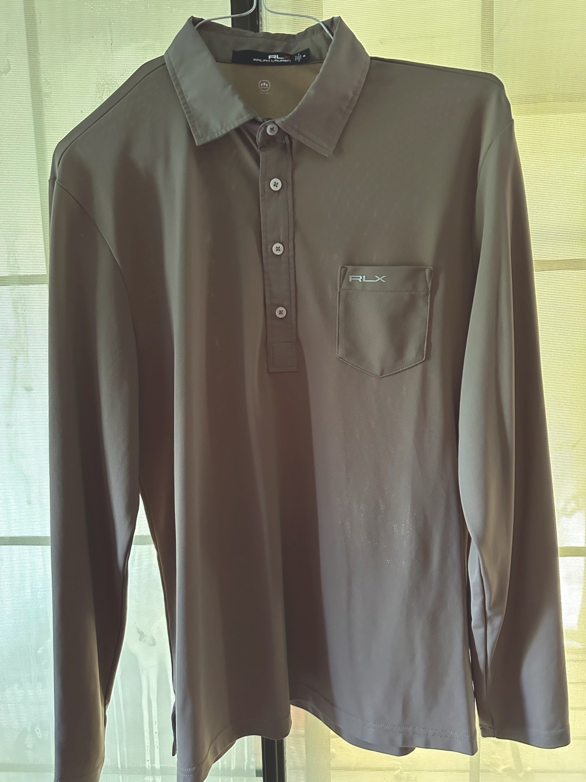 RLX Ralph Lauren Men’s Medium Long Sleeve Shirt Subtle Tan Pullover Polyester