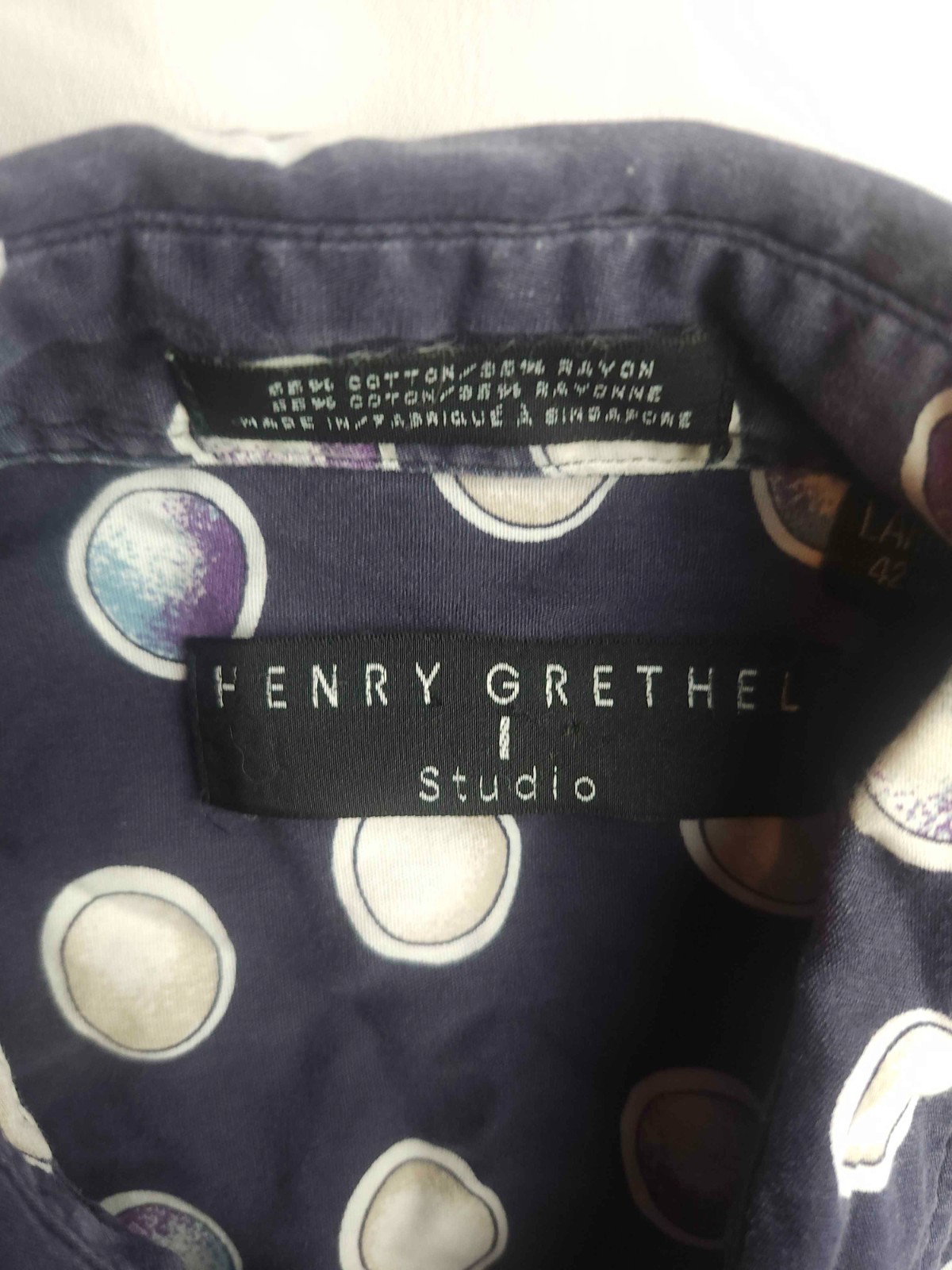 Vintage 90s Henry Grethel Button Up Shirt Men L Polka Dot Classic Coastal Resort