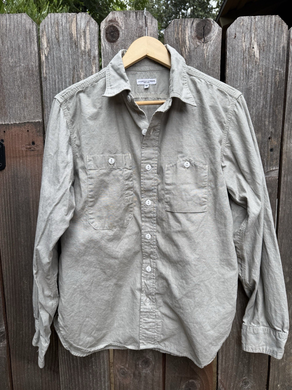 Engineered Garments Light Grey Brushed Cotton Twill Men’s Work Shirt M